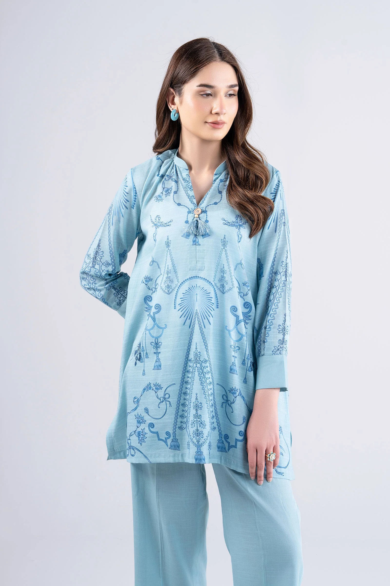 2 Pc Printed Slub Lawn Suit - Image 2