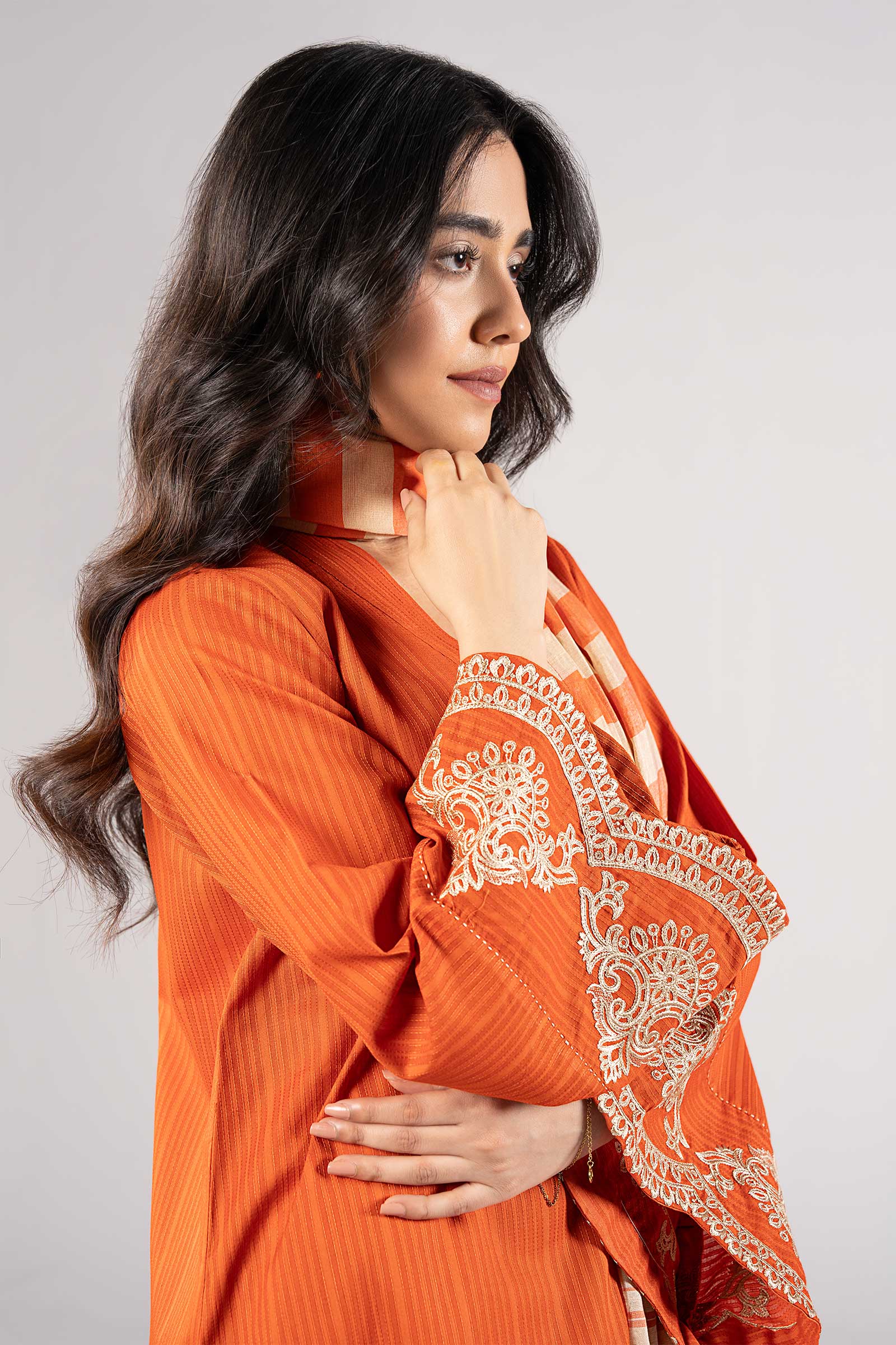 2 Pc Embroidered Textured Cotton Suit - Image 3