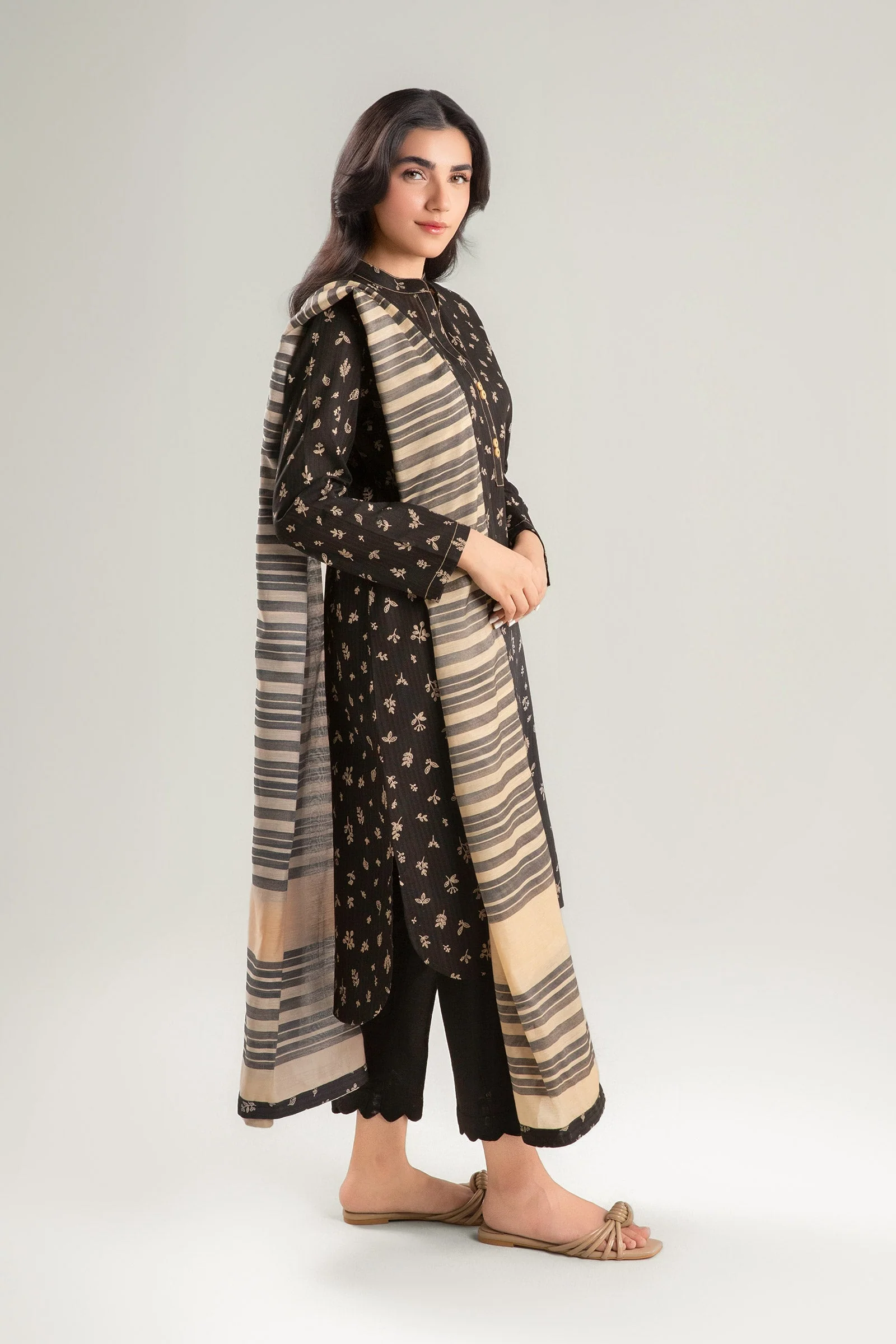 2 Pc Printed Textured Cotton Suit - Image 2
