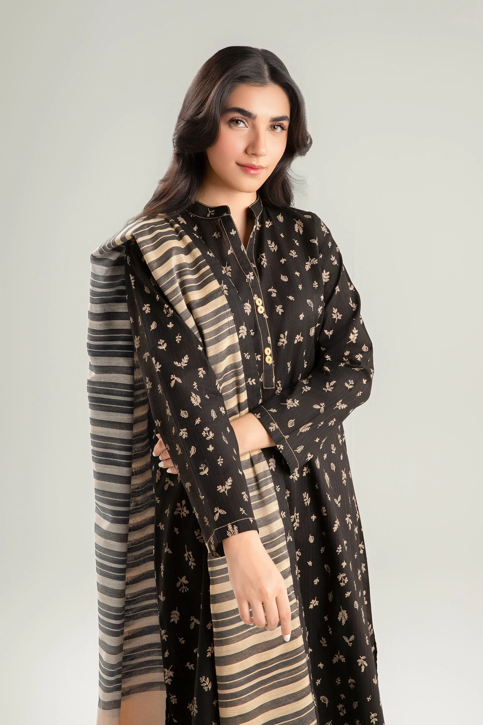 2 Pc Printed Textured Cotton Suit - Image 3