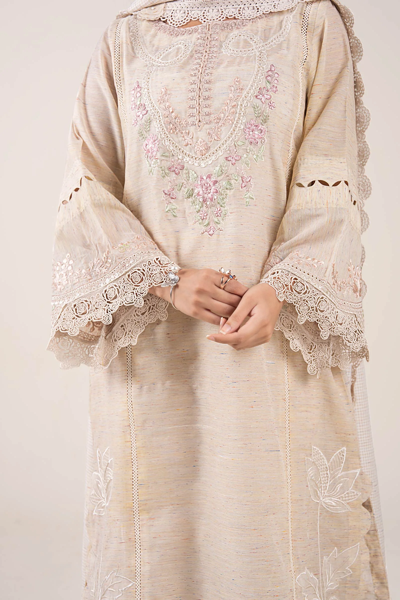 2 Pc Embroidered Tonal Neps Suit - Image 4