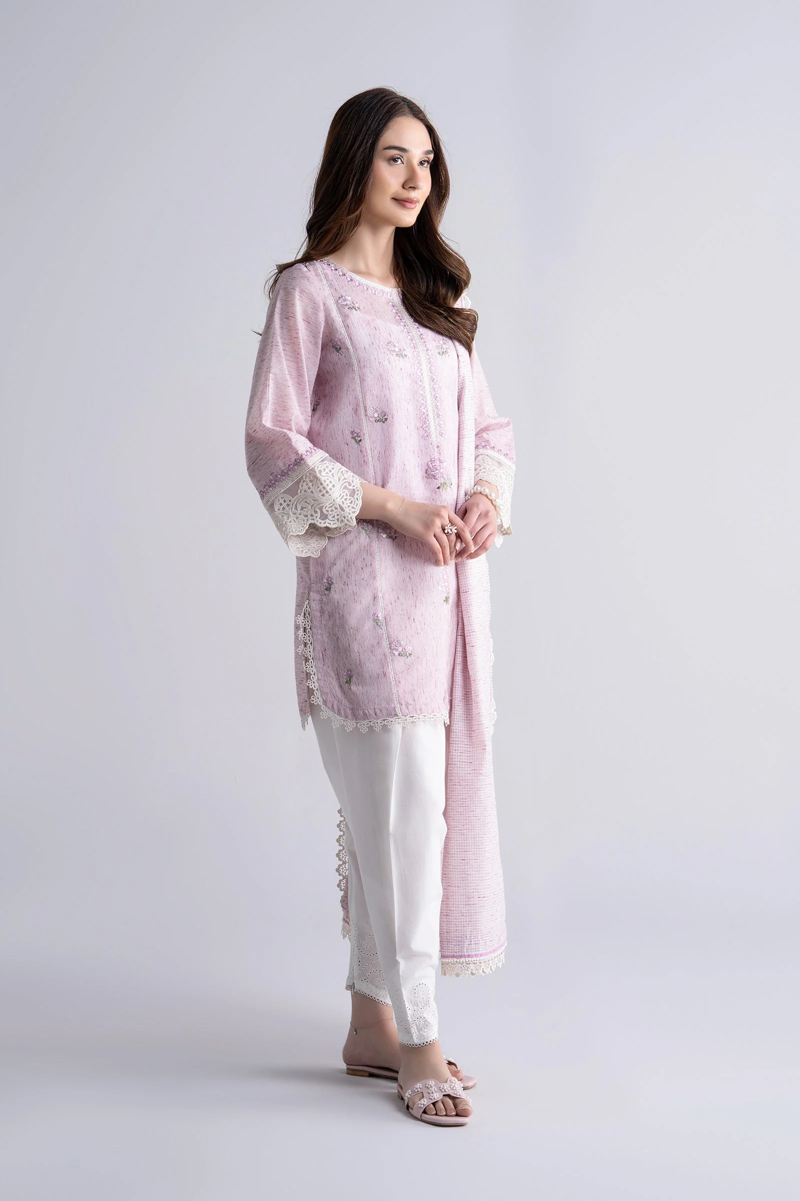 2 Pc Embroidered Tonal Neps Suit - Image 4
