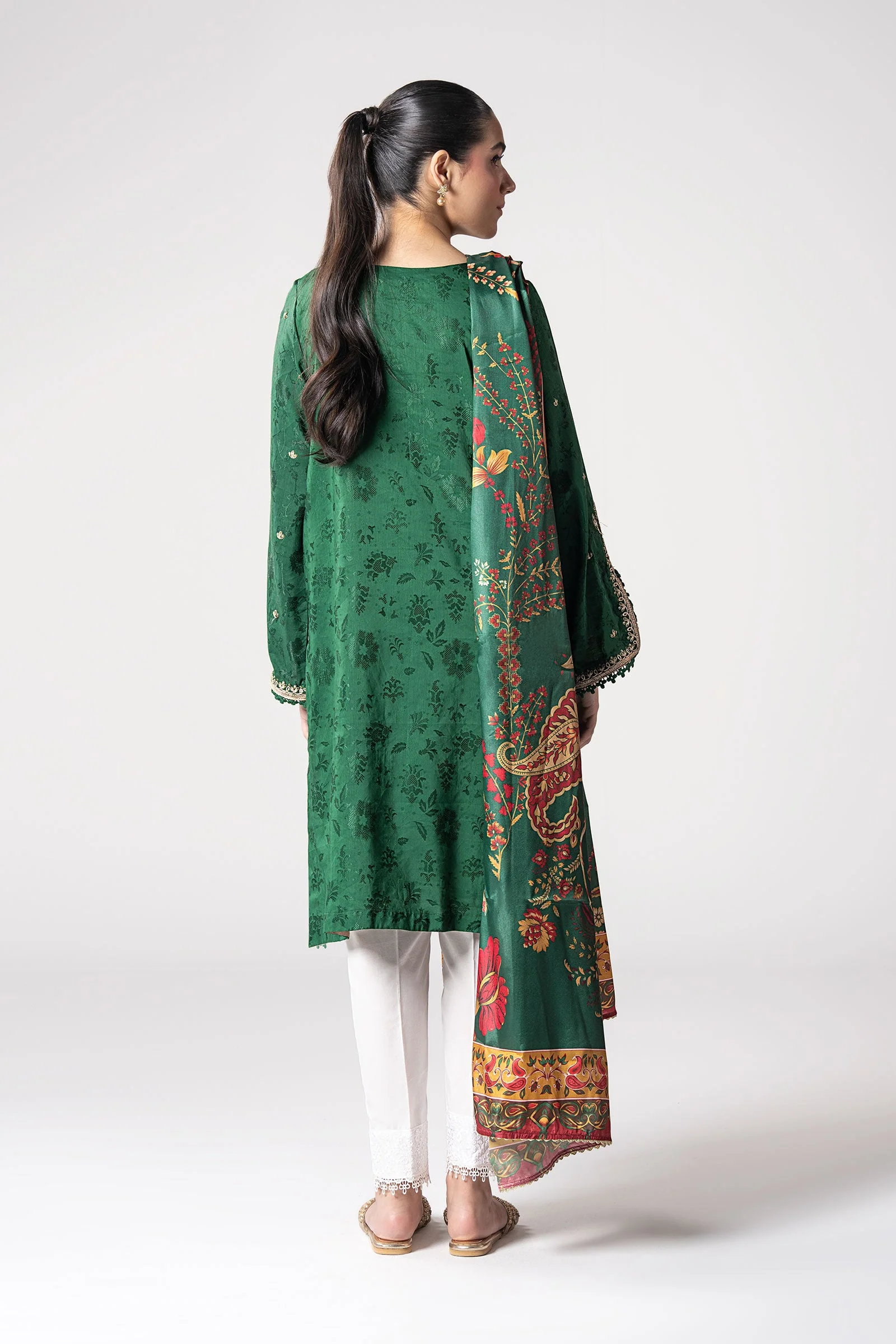 2 Pc Embroidered Self Textured Dobby Viscose Suit - Image 6