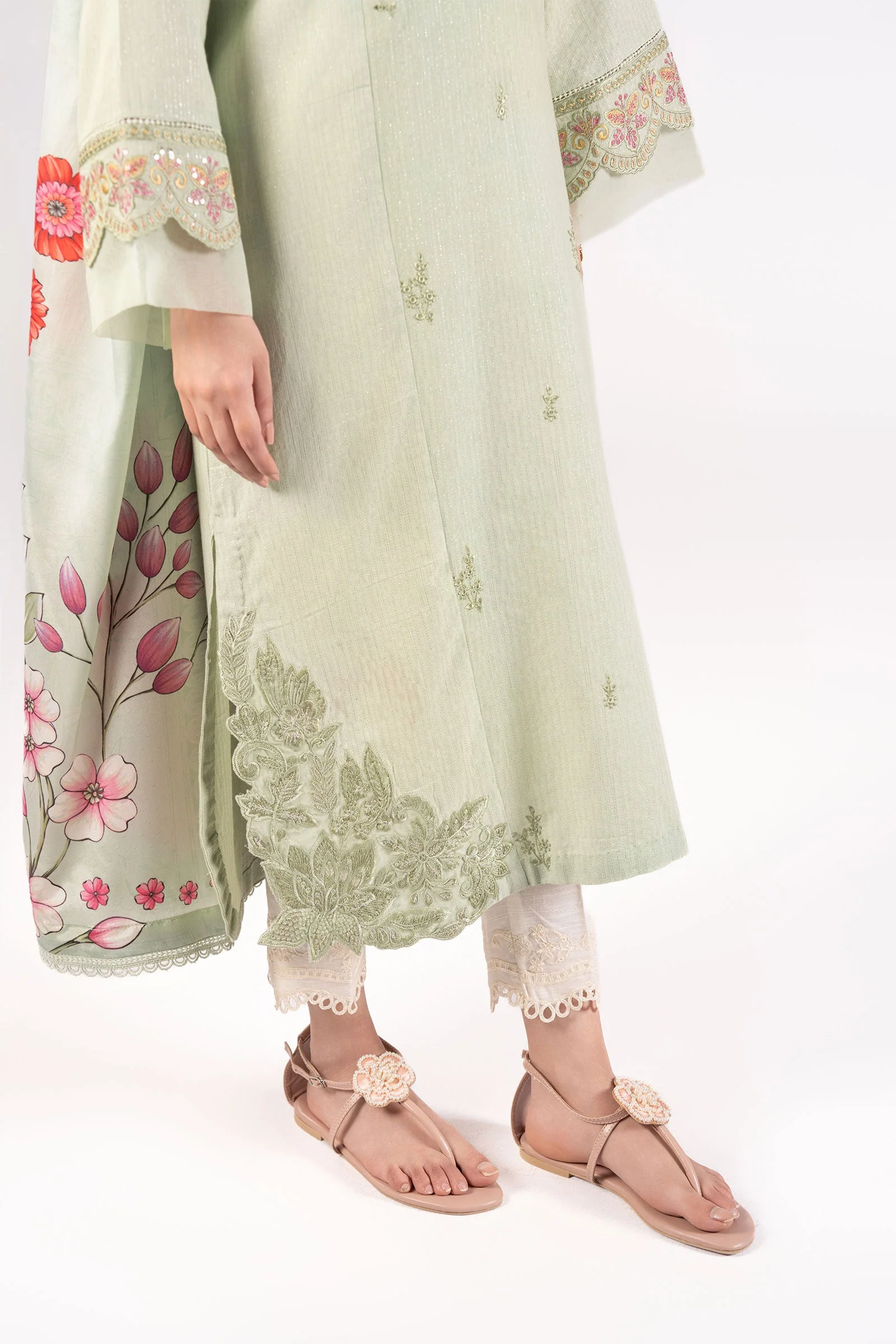 2 Pc Embroidered Lurex Texture Suit - Image 4