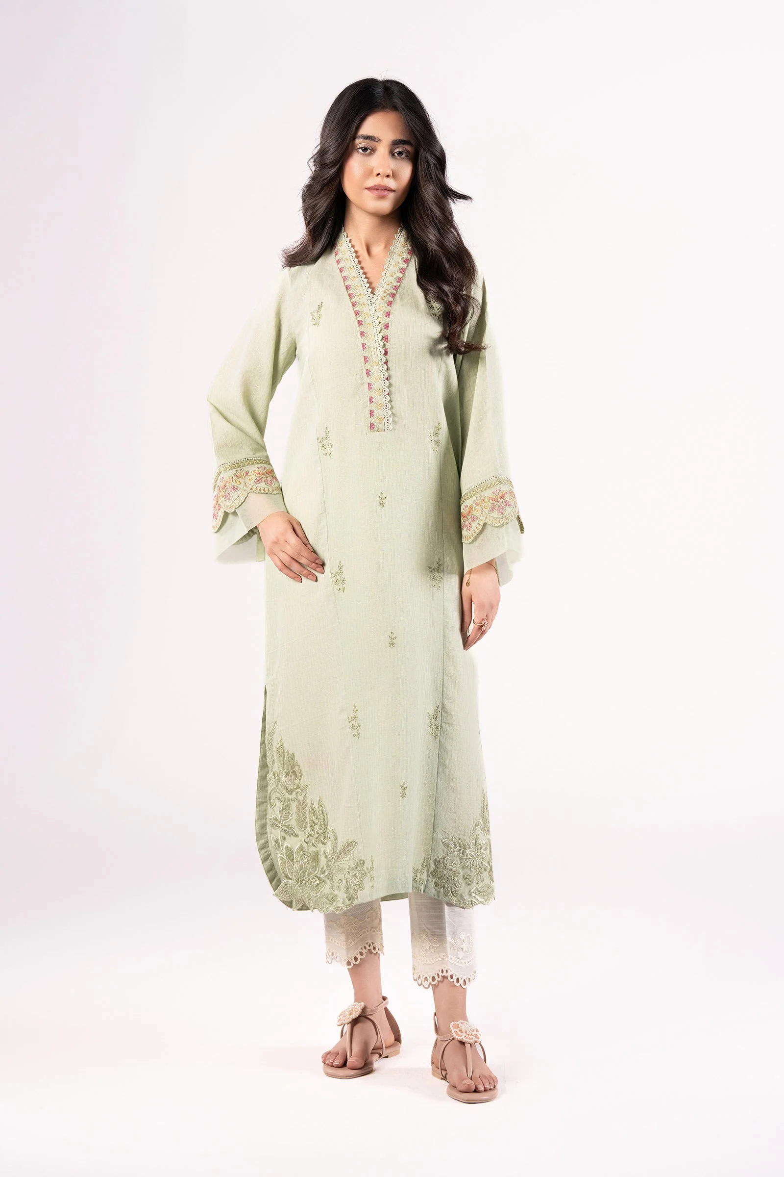 2 Pc Embroidered Lurex Texture Suit - Image 6