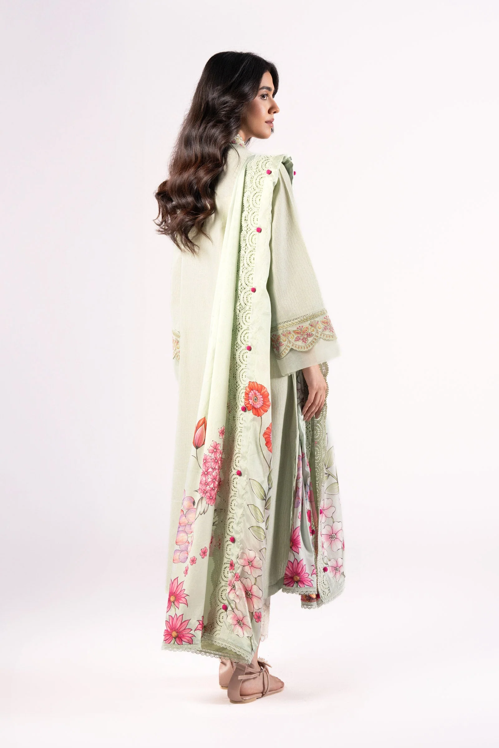 2 Pc Embroidered Lurex Texture Suit - Image 7
