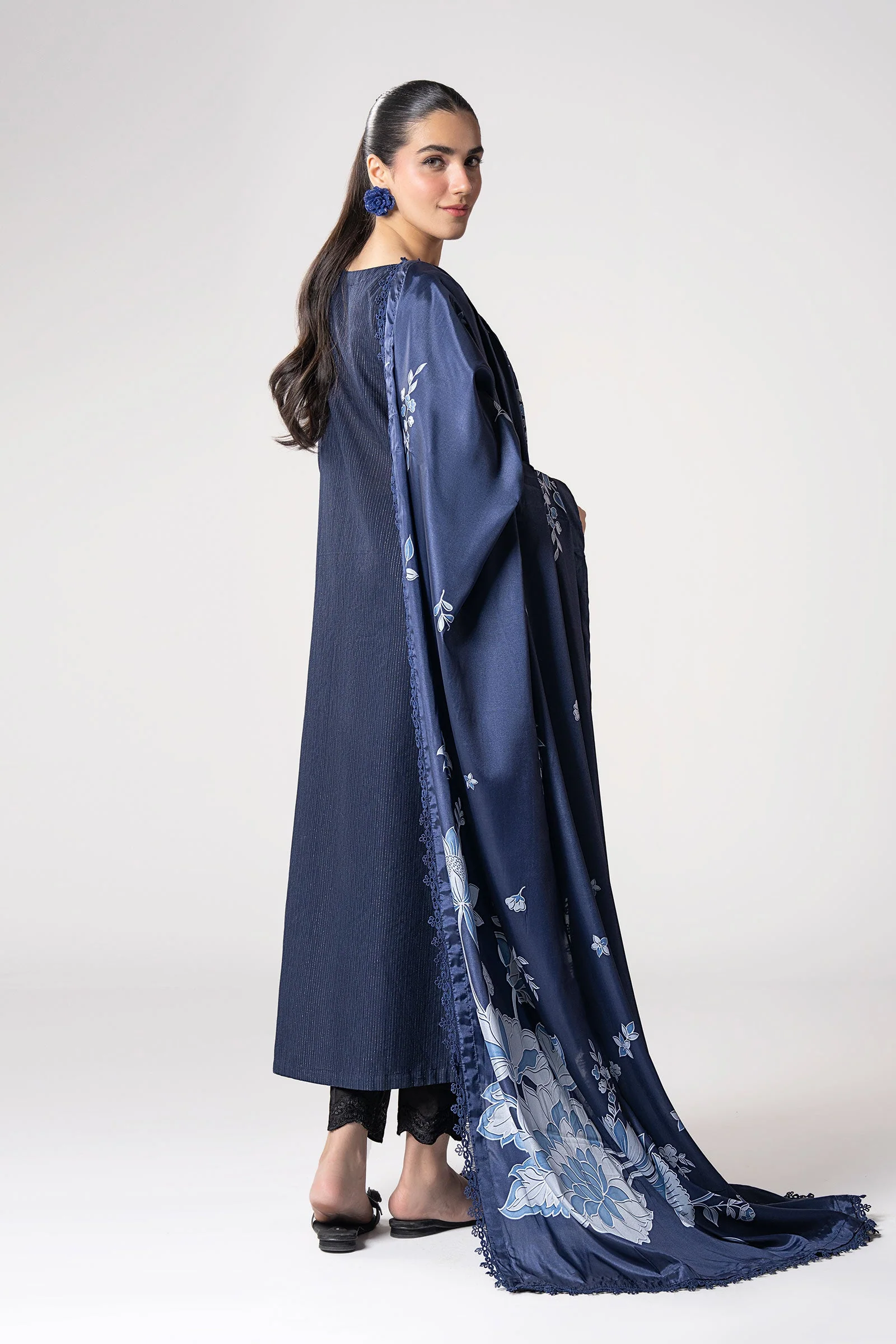 2 Pc Embroidered Lurex Texture Suit - Image 5