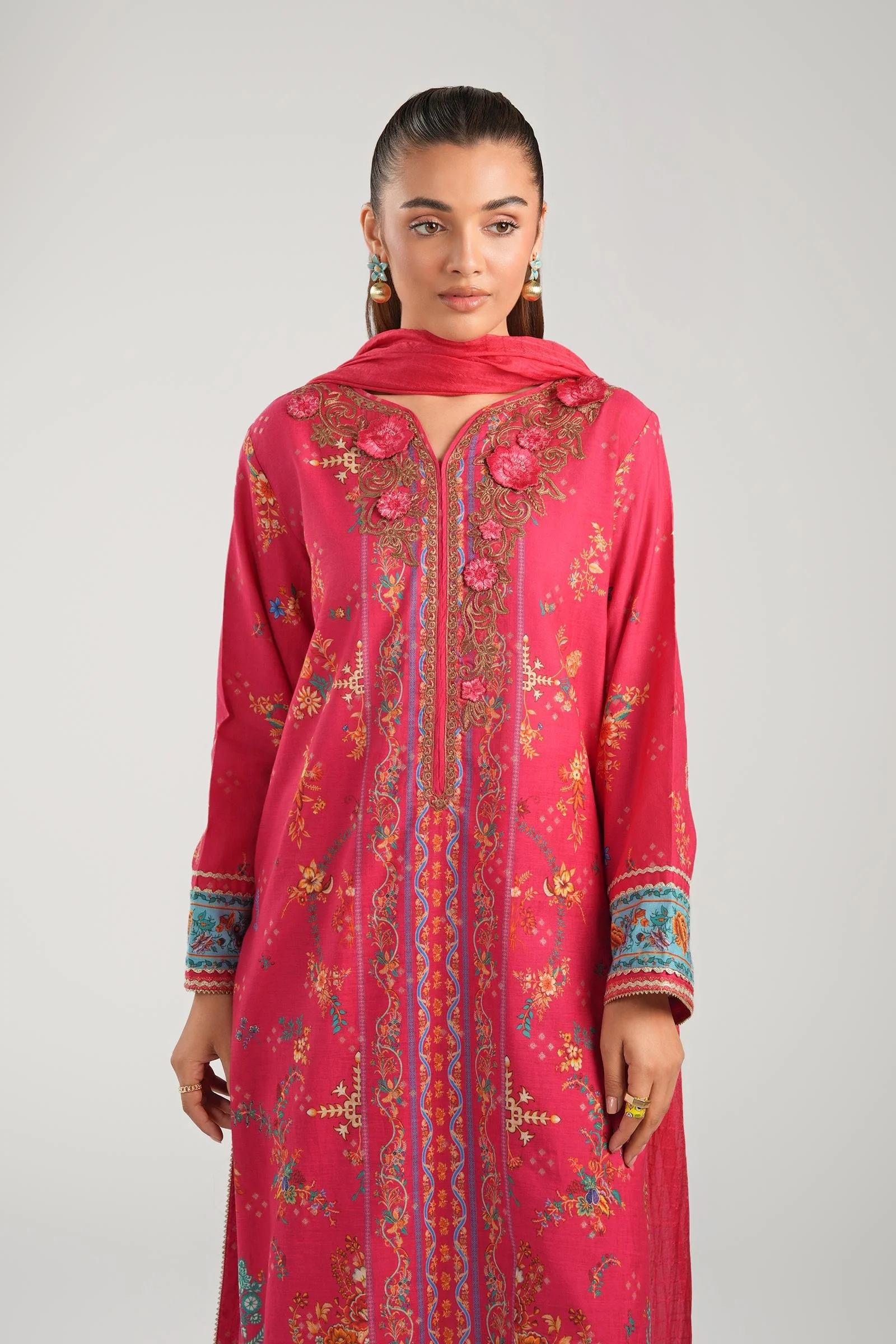 2 Pc Embroidered Lurex Mukaish Suit - Image 3