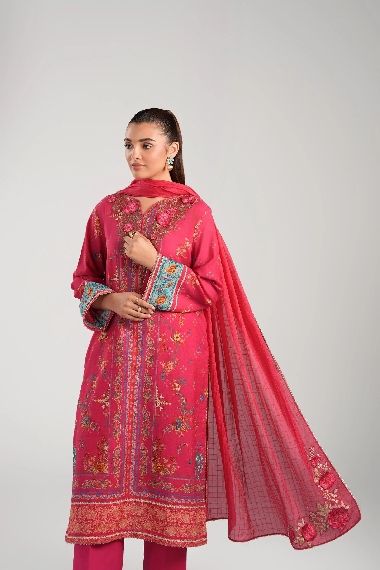 2 Pc Embroidered Lurex Mukaish Suit - Image 4