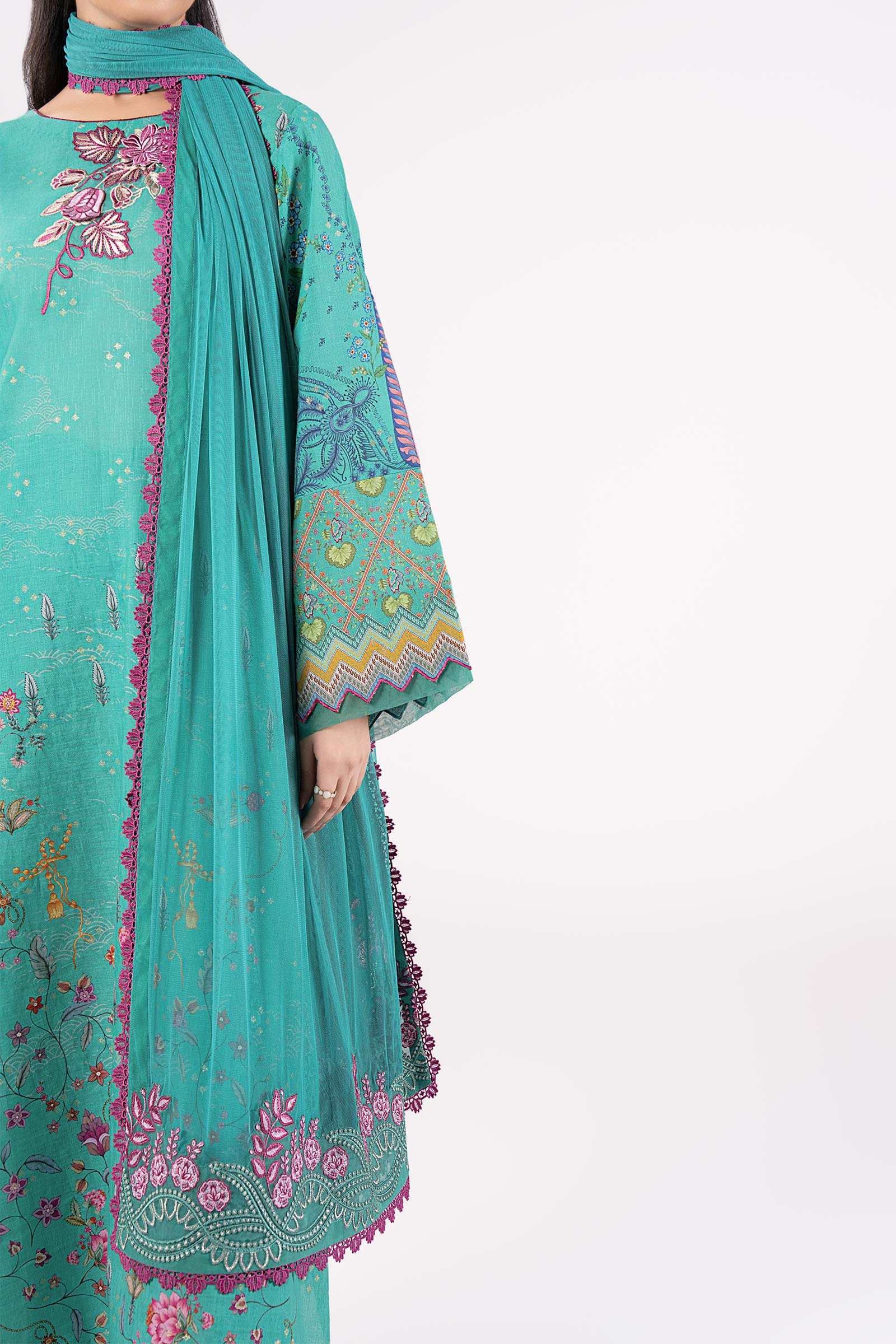2 Pc Embroidered Lurex Mukaish Suit - Image 4