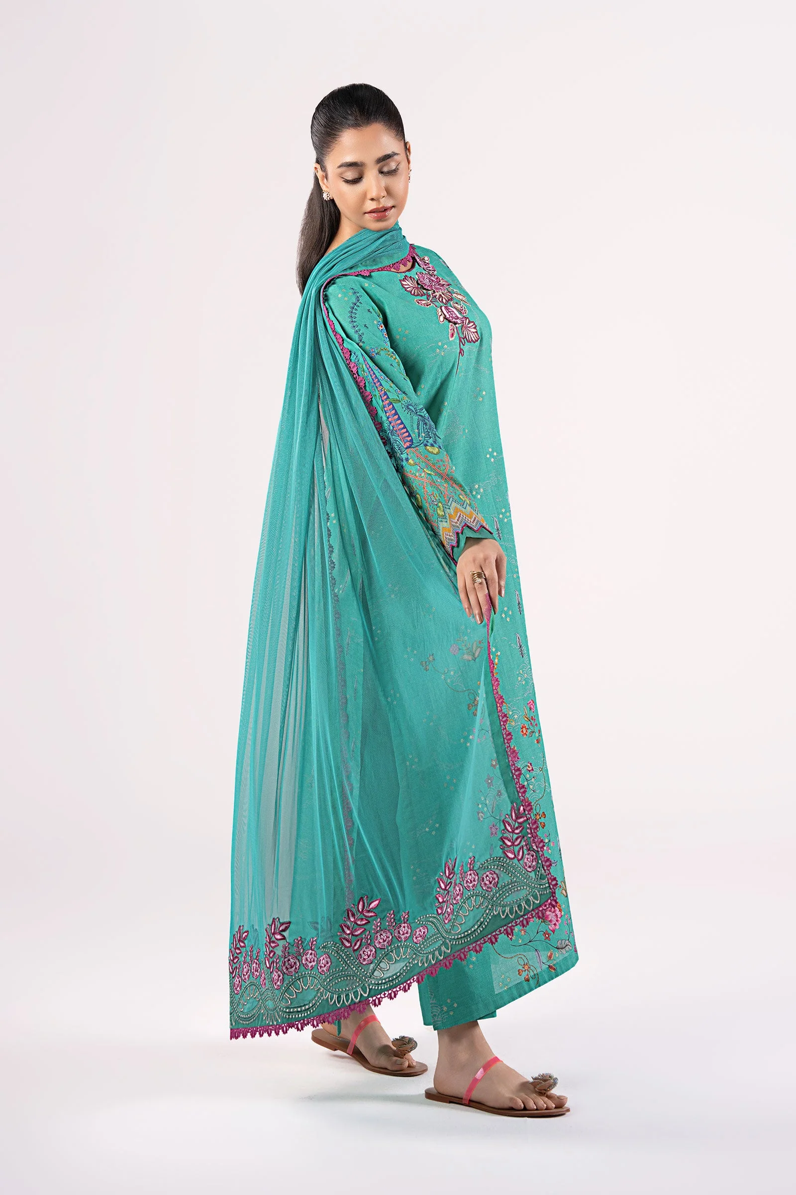 2 Pc Embroidered Lurex Mukaish Suit - Image 5
