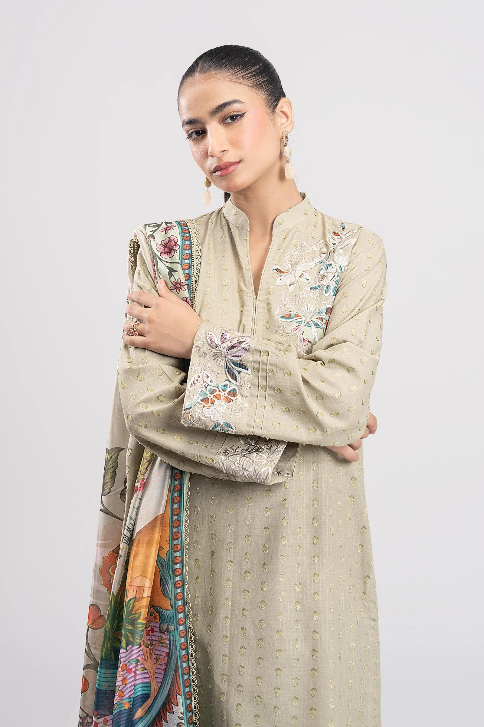 2 Pc Embroidered Lurex Suit - Image 2