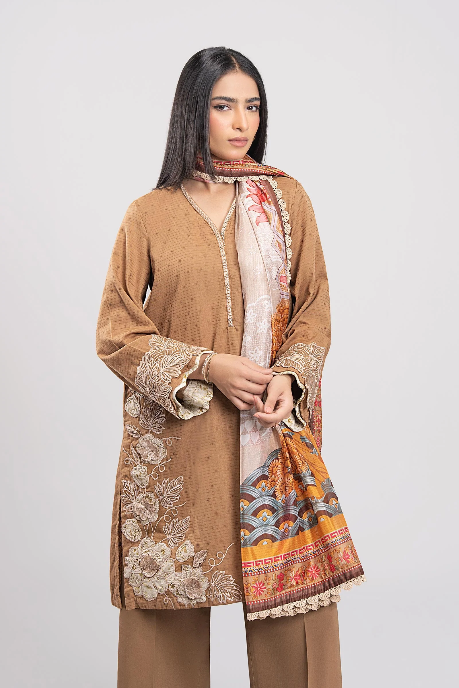 2 Pc Embroidered Lurex Suit - Image 3