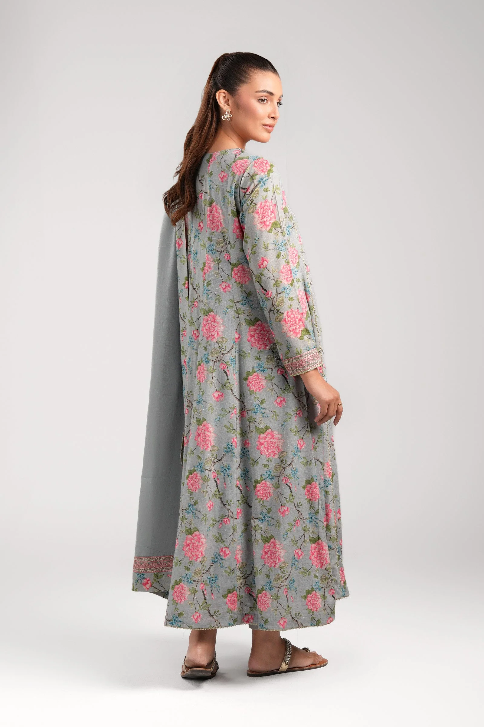 2 Pc Embroidered Zari Stripes Suit - Image 6