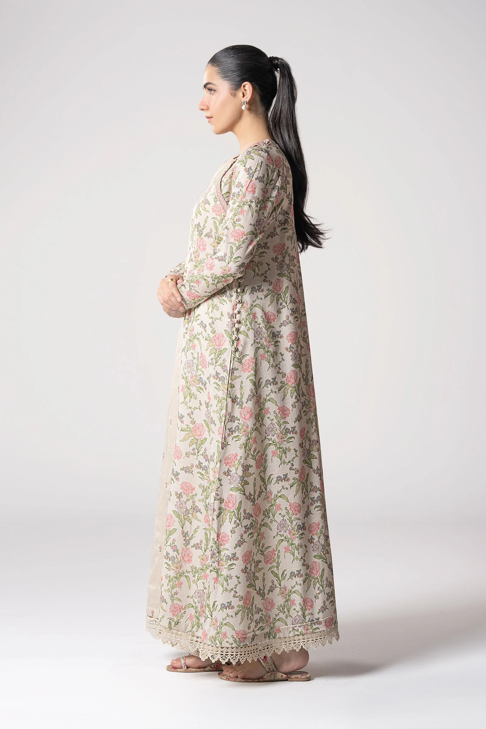 2 Pc Embroidered Zari Stripes Suit - Image 4