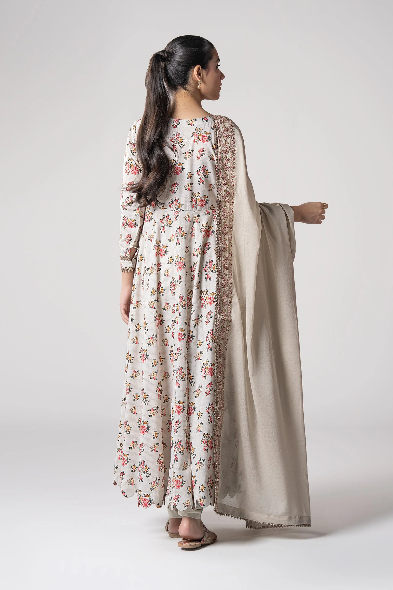 2 Pc Embroidered Zari Stripes Suit - Image 6