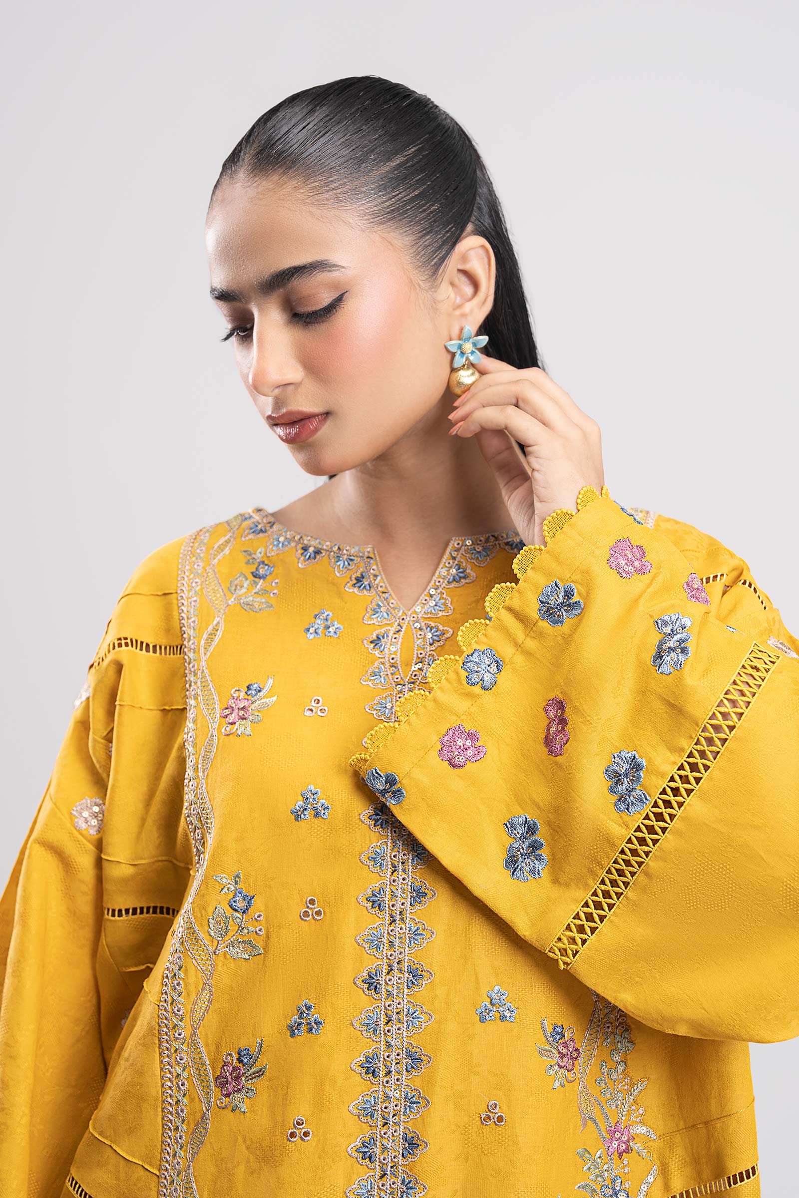3 Pc Printed Silk Suit - Image 2
