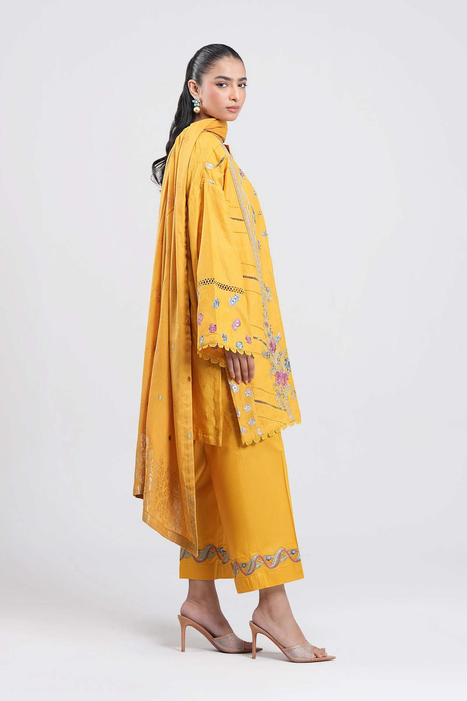 3 Pc Printed Silk Suit - Image 4