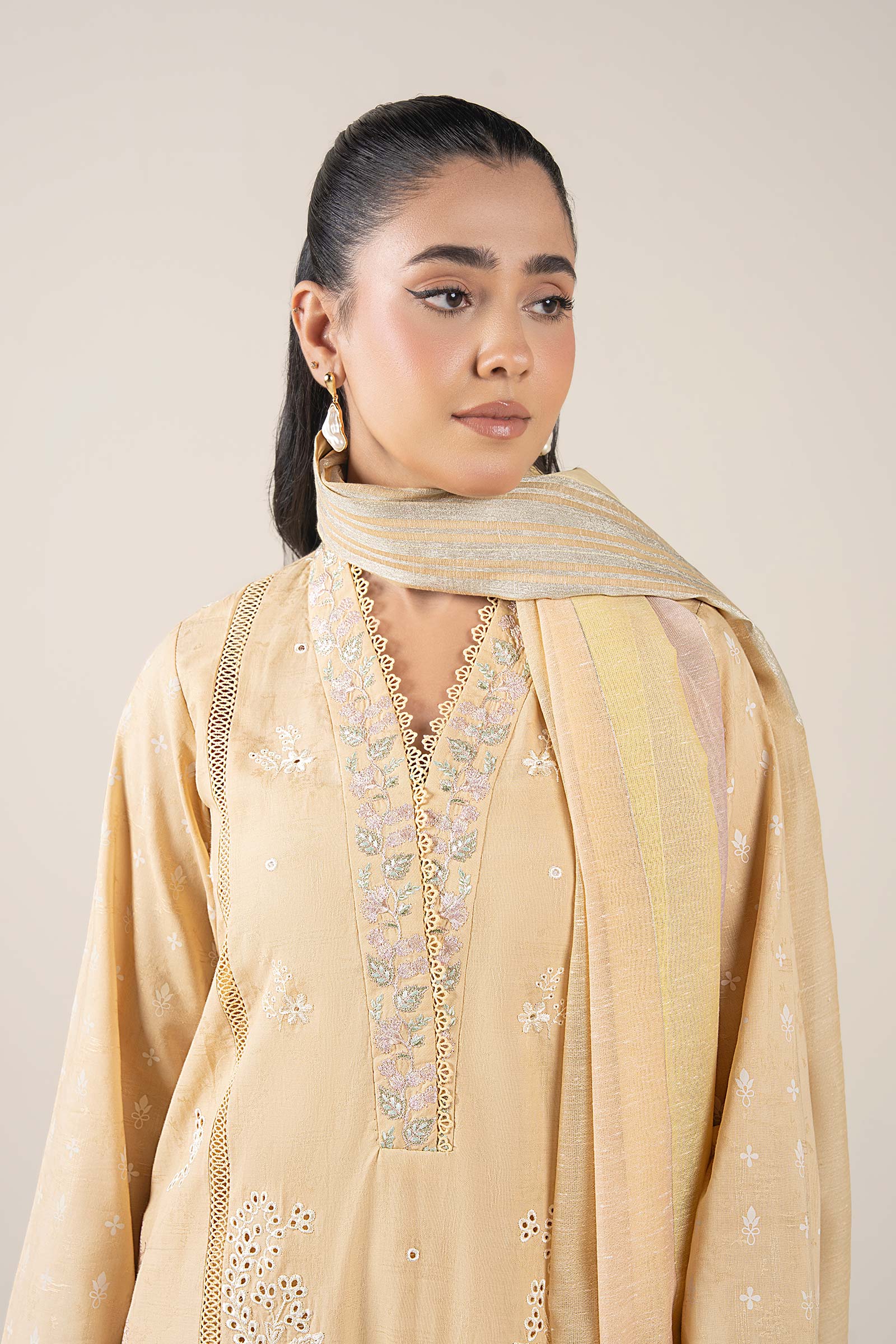 3 Pc Embroidered Dobby Suit - Image 2