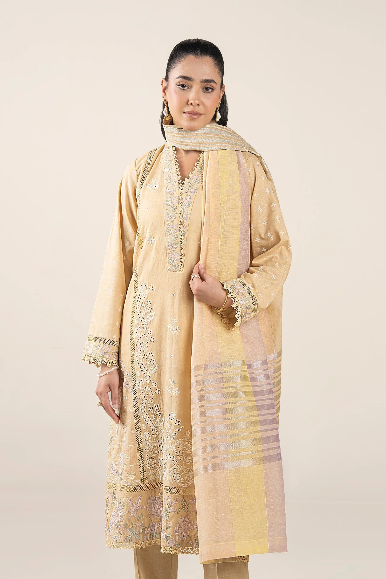 3 Pc Embroidered Dobby Suit - Image 3