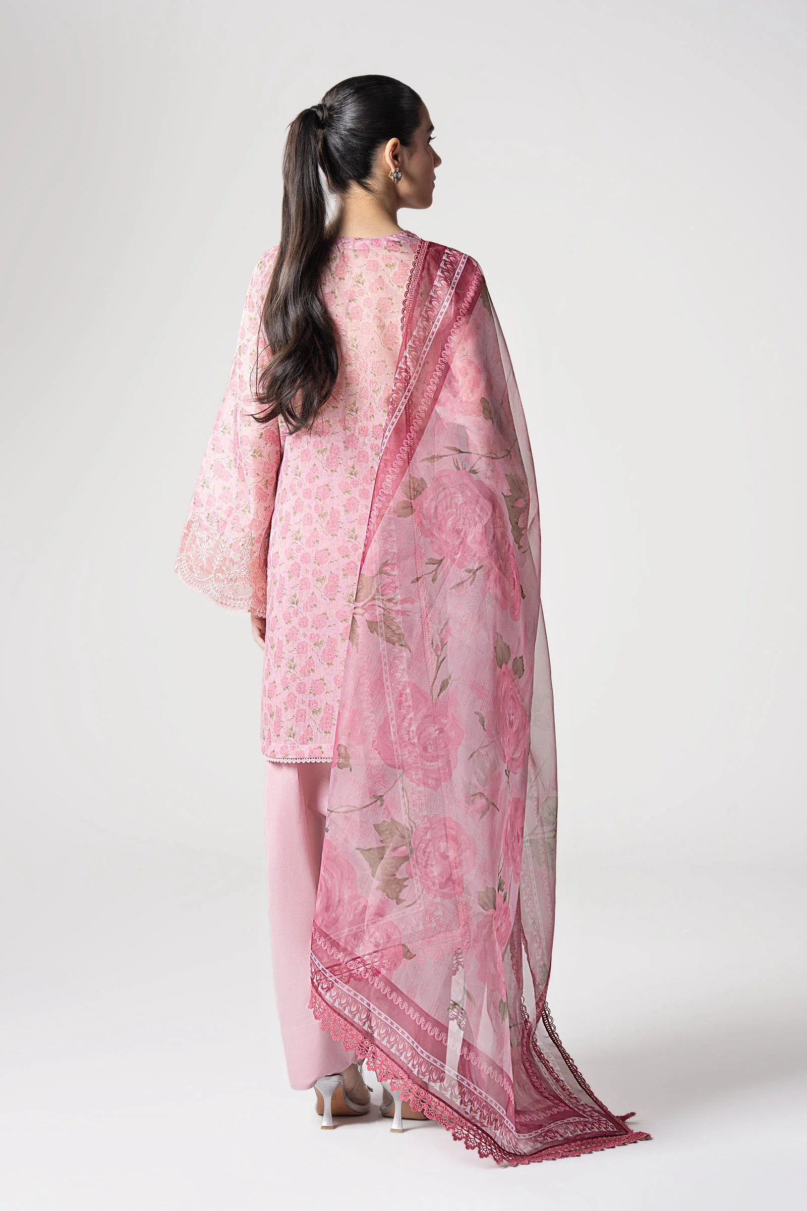 3 Pc Embroidered Cotton Tissue Suit - Image 4