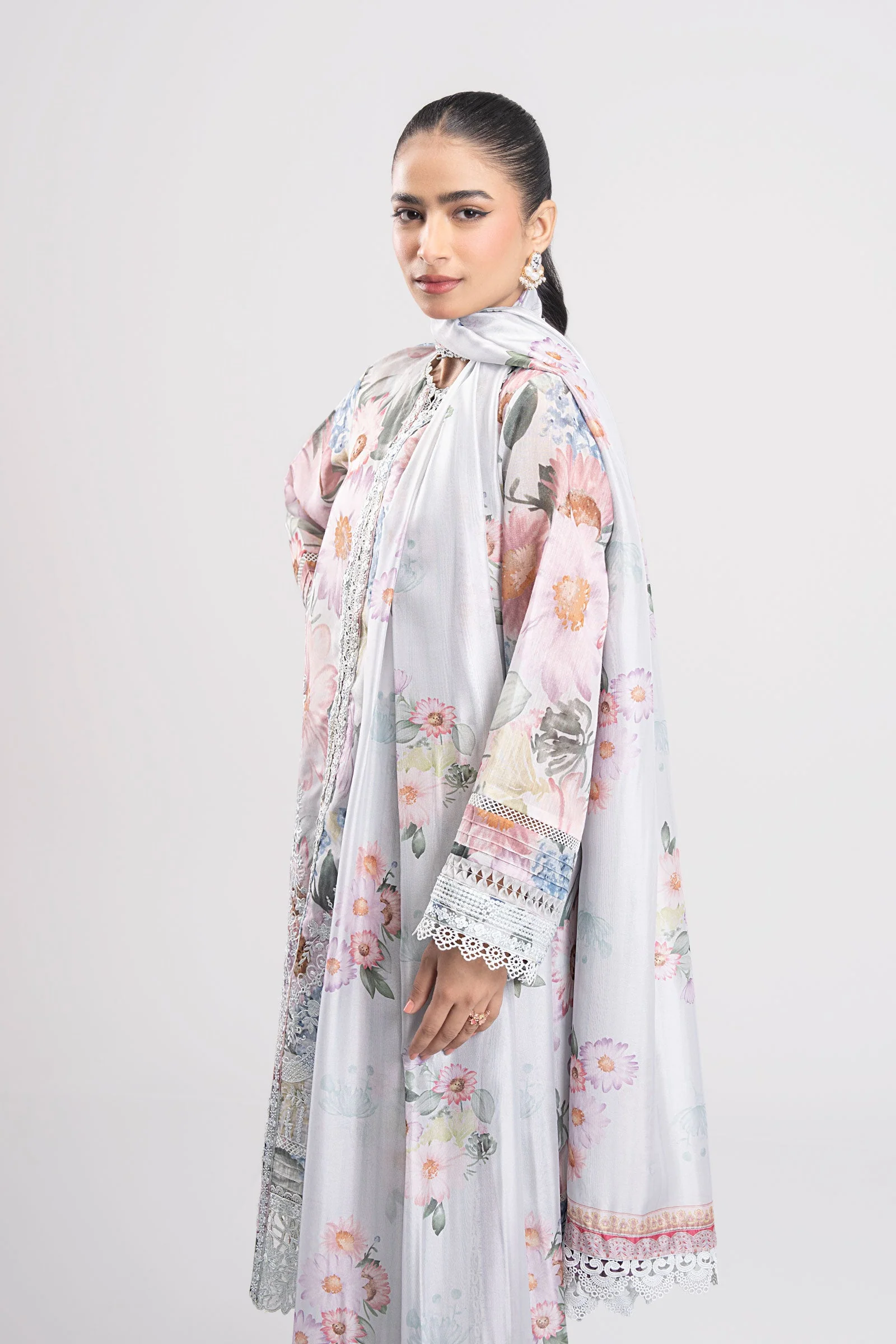 3 Pc Printed Silk Suit - Image 3