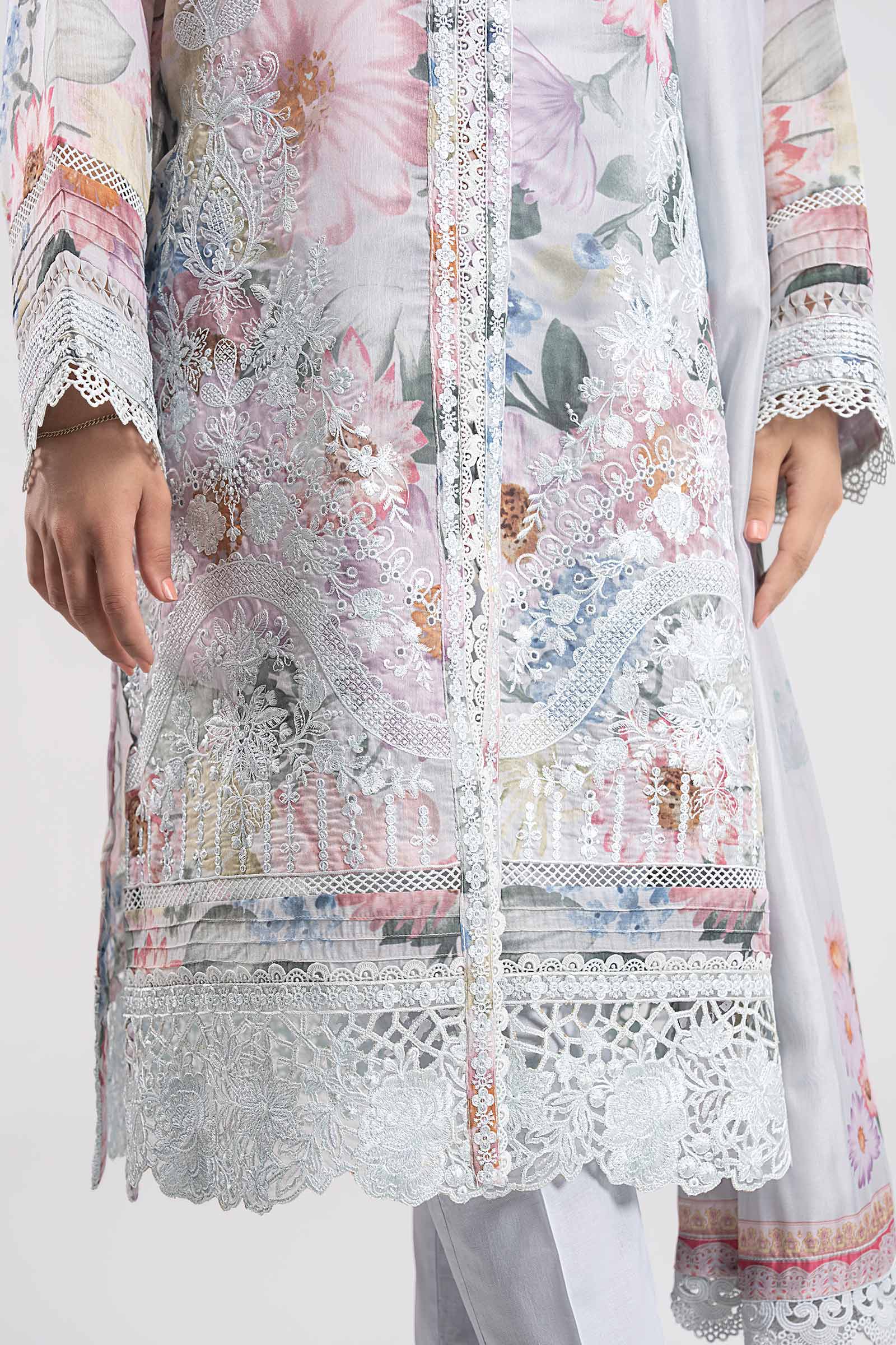 3 Pc Printed Silk Suit - Image 5