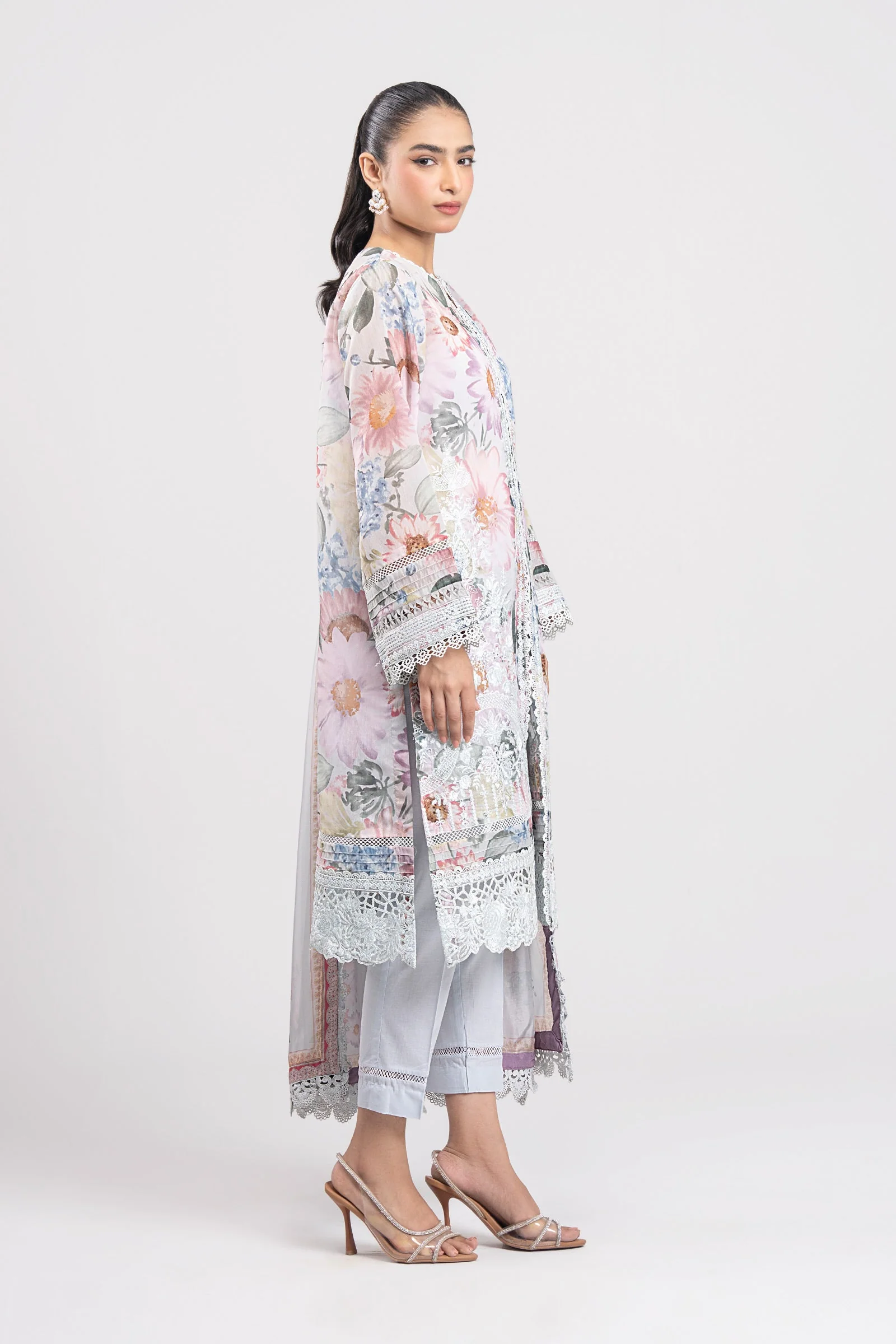 3 Pc Printed Silk Suit - Image 6