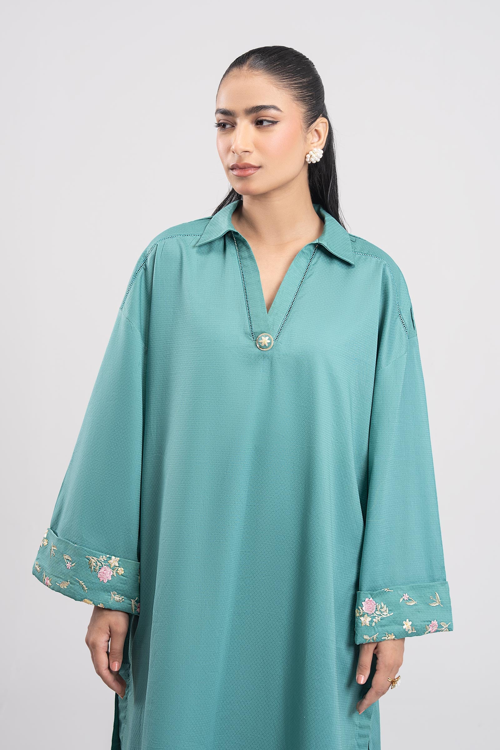2 Pc Embroidered Dobby Viscose Suit - Image 2