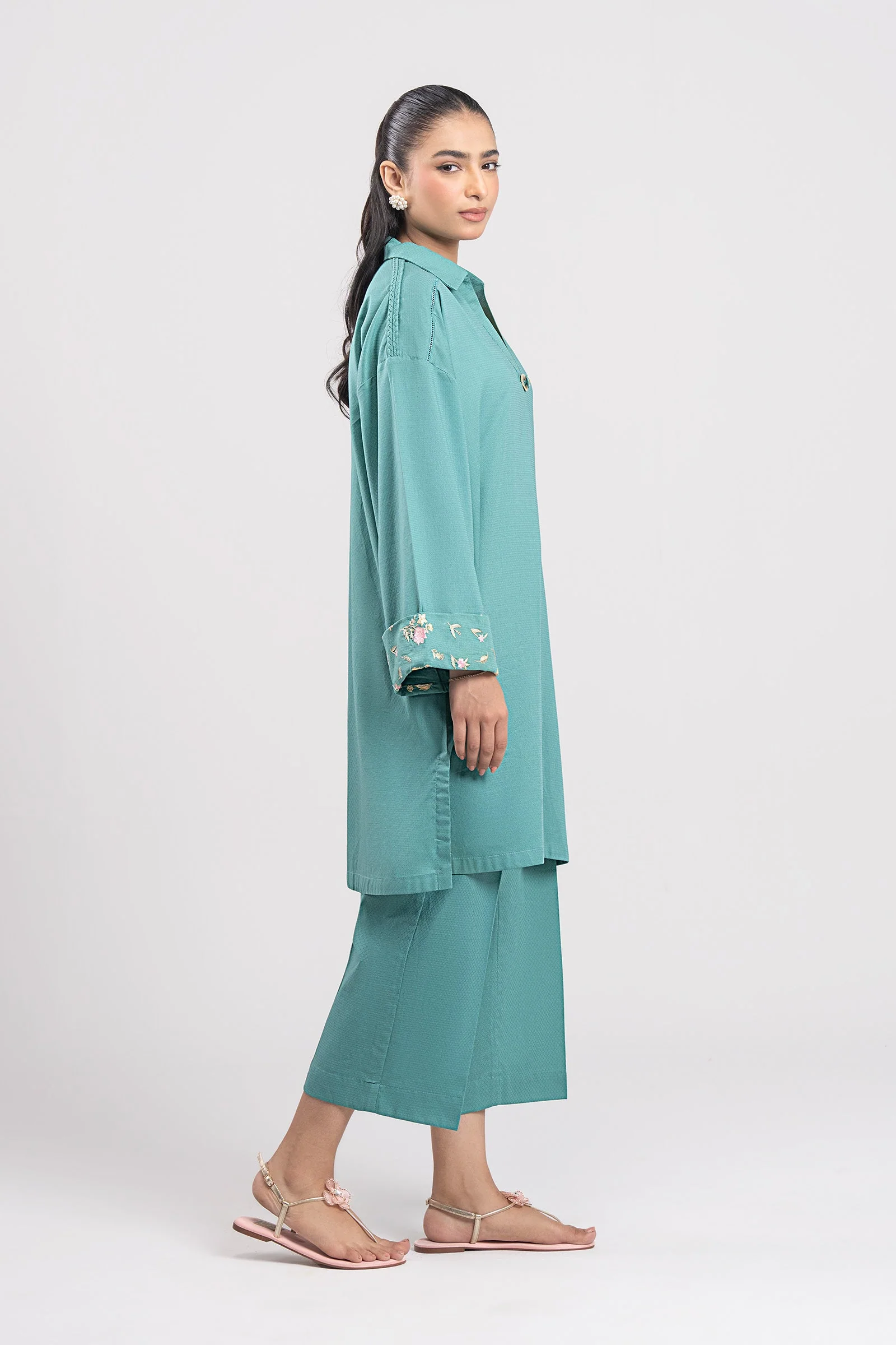 2 Pc Embroidered Dobby Viscose Suit - Image 5