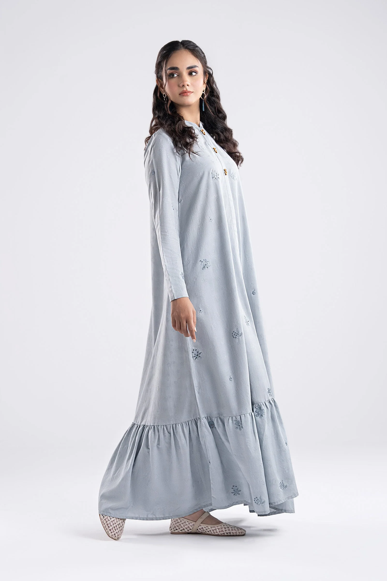 Embroidered Dobby Viscose Dress - Image 3