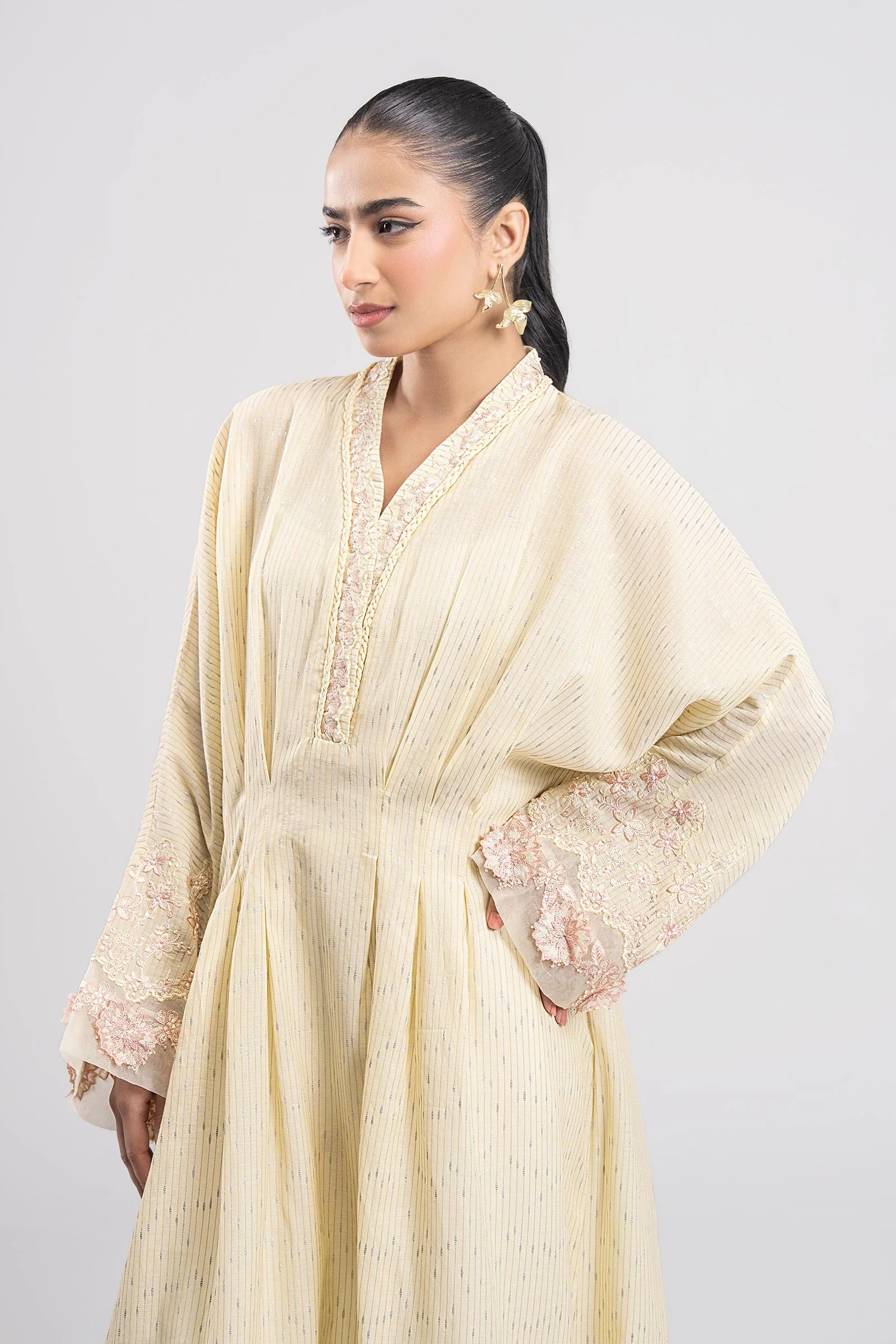 Embroidered Yarn dyed Kaftan - Image 3