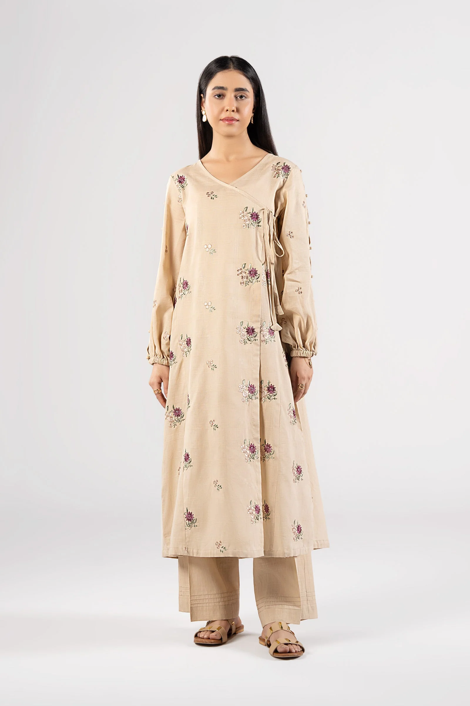 Embroidered Textured Cotton Angrakha