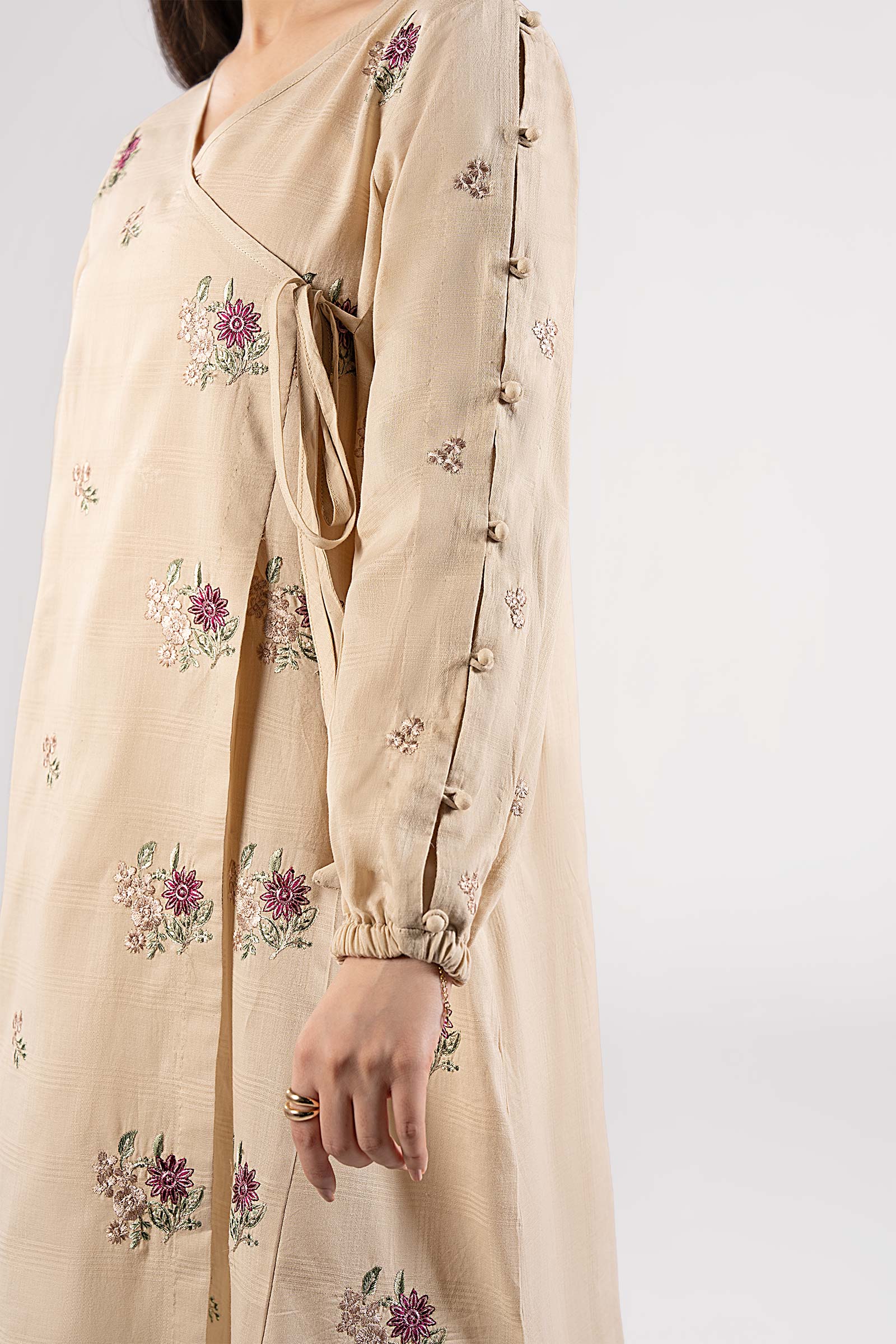 Embroidered Textured Cotton Angrakha - Image 4