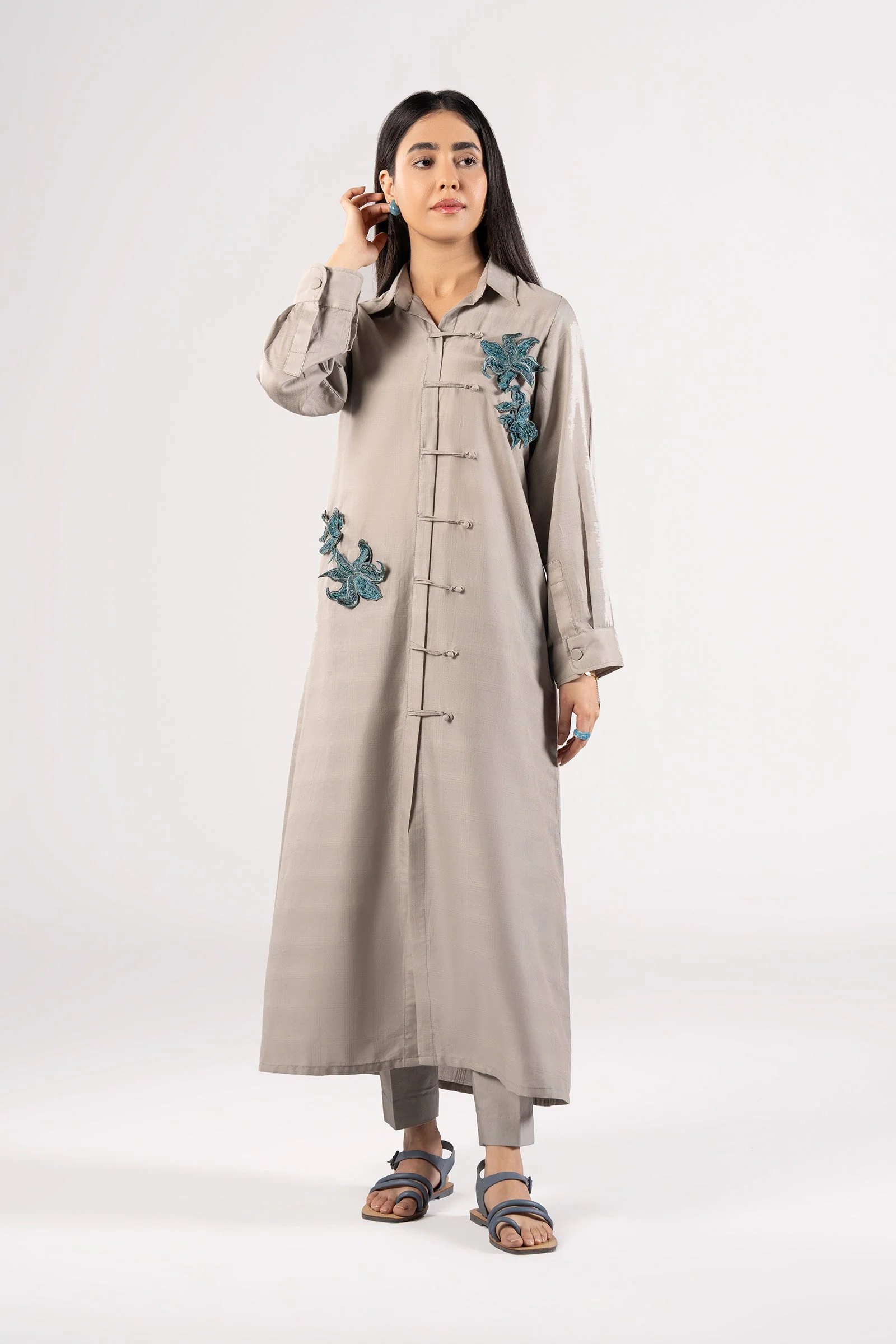 Embroidered Textured Cotton Shirt