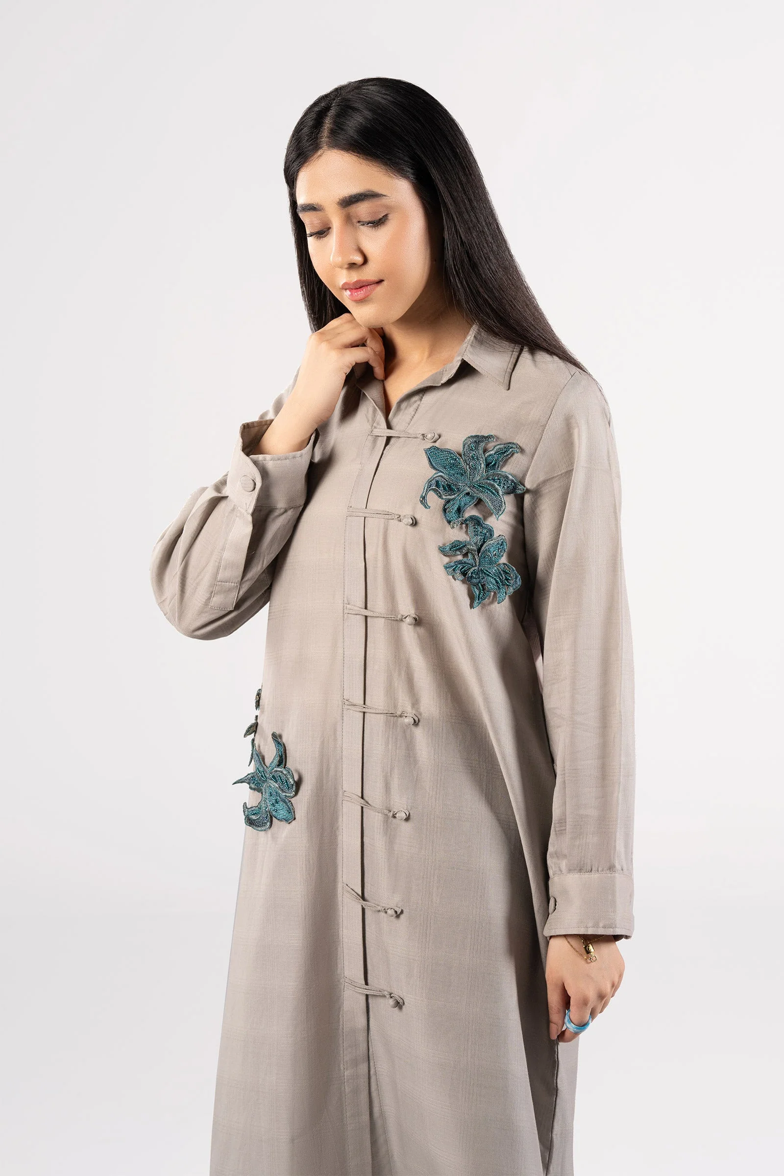 Embroidered Textured Cotton Shirt - Image 3