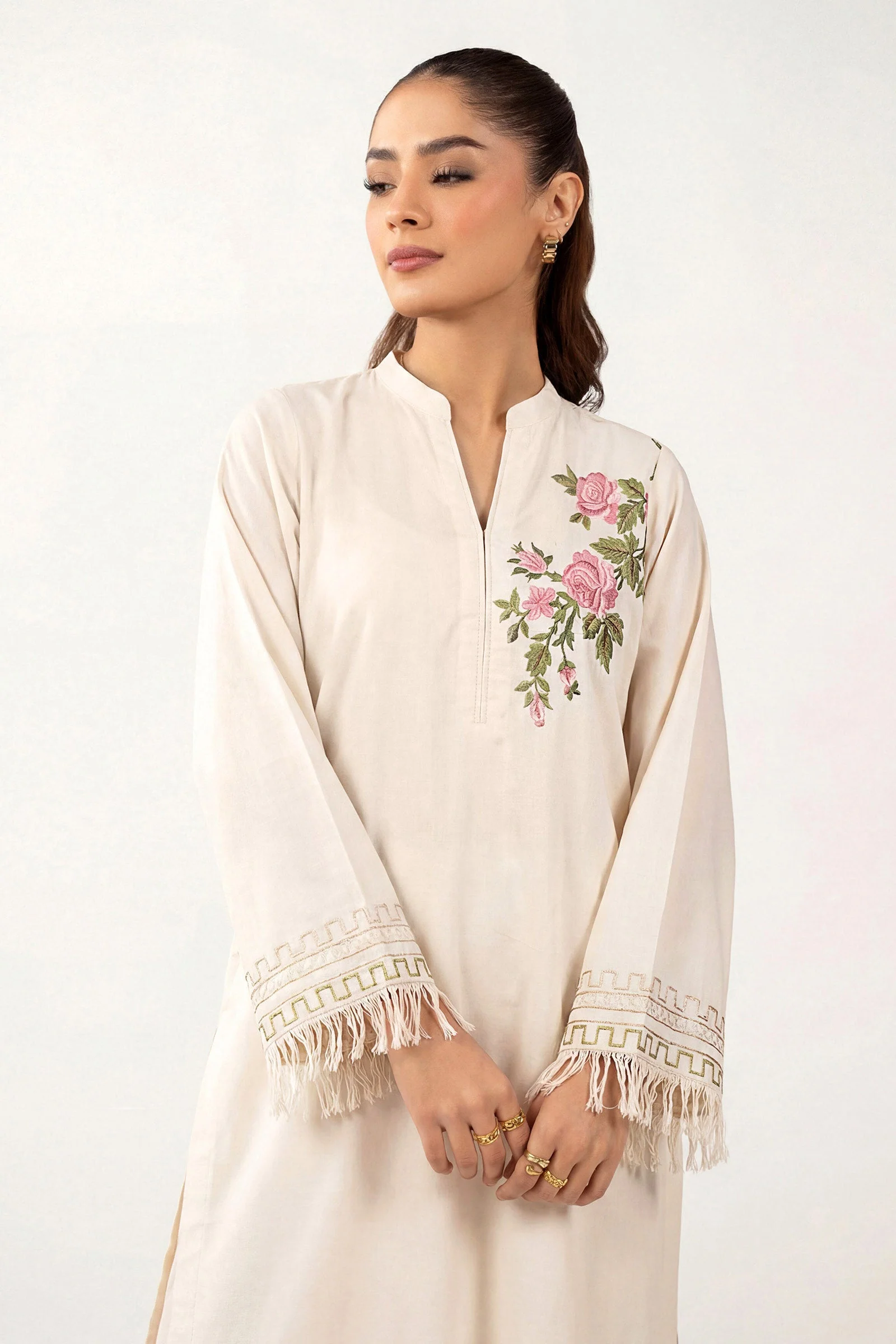 2 Pc Embroidered Textured Cotton Suit - Image 3