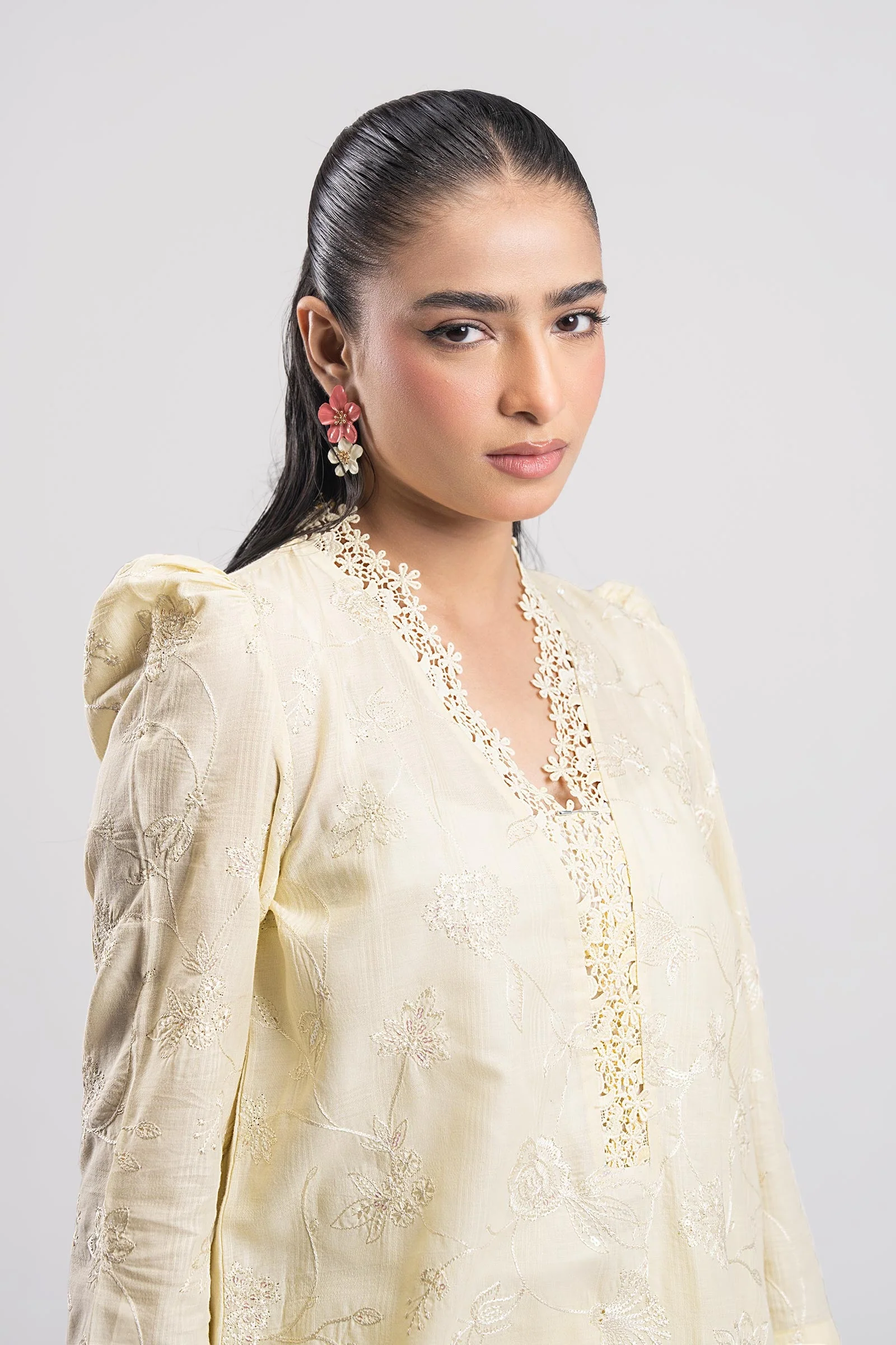 2 Pc Embroidered Textured Cotton Suit - Image 3