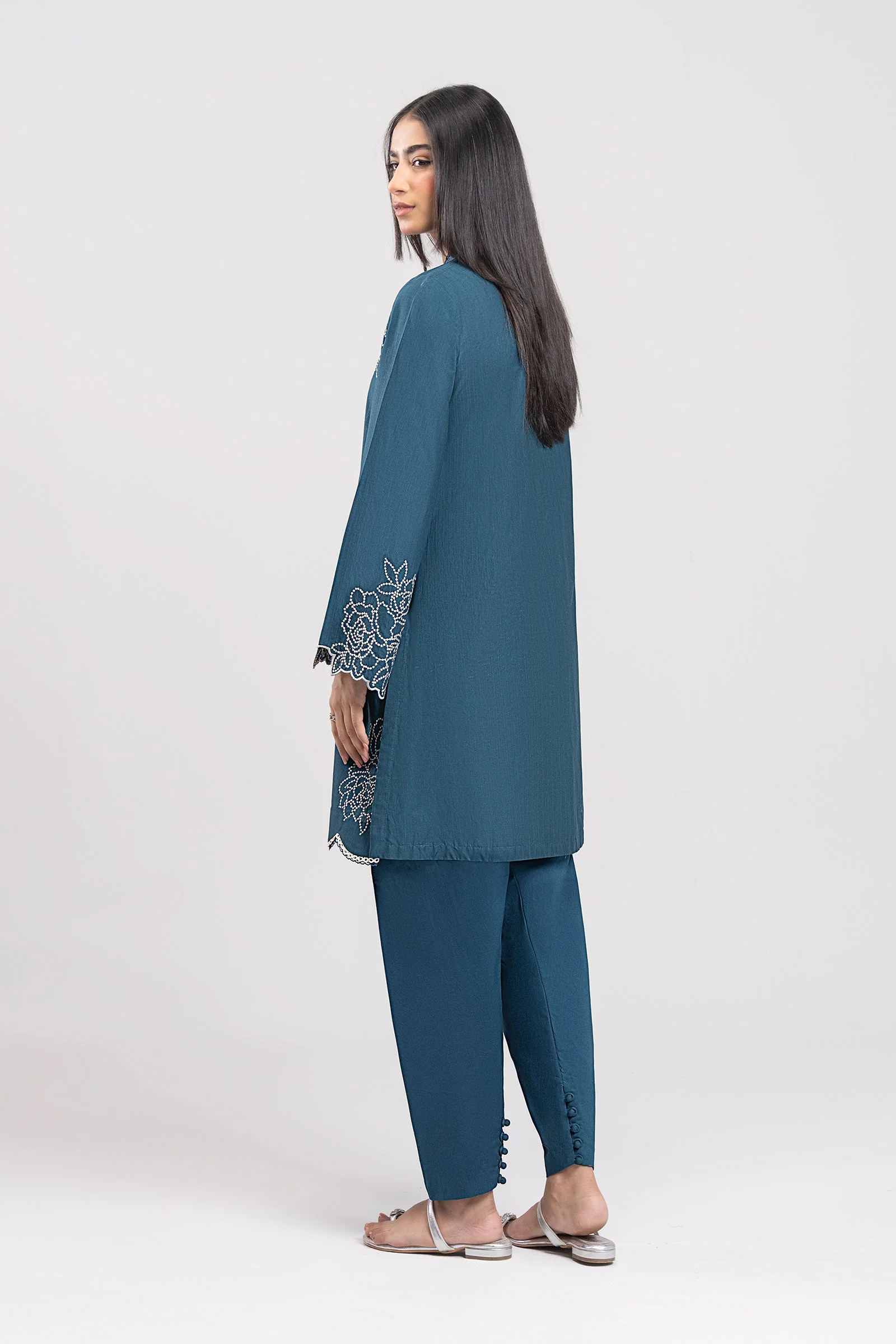 2 Pc Embroidered Textured Cotton Suit - Image 6