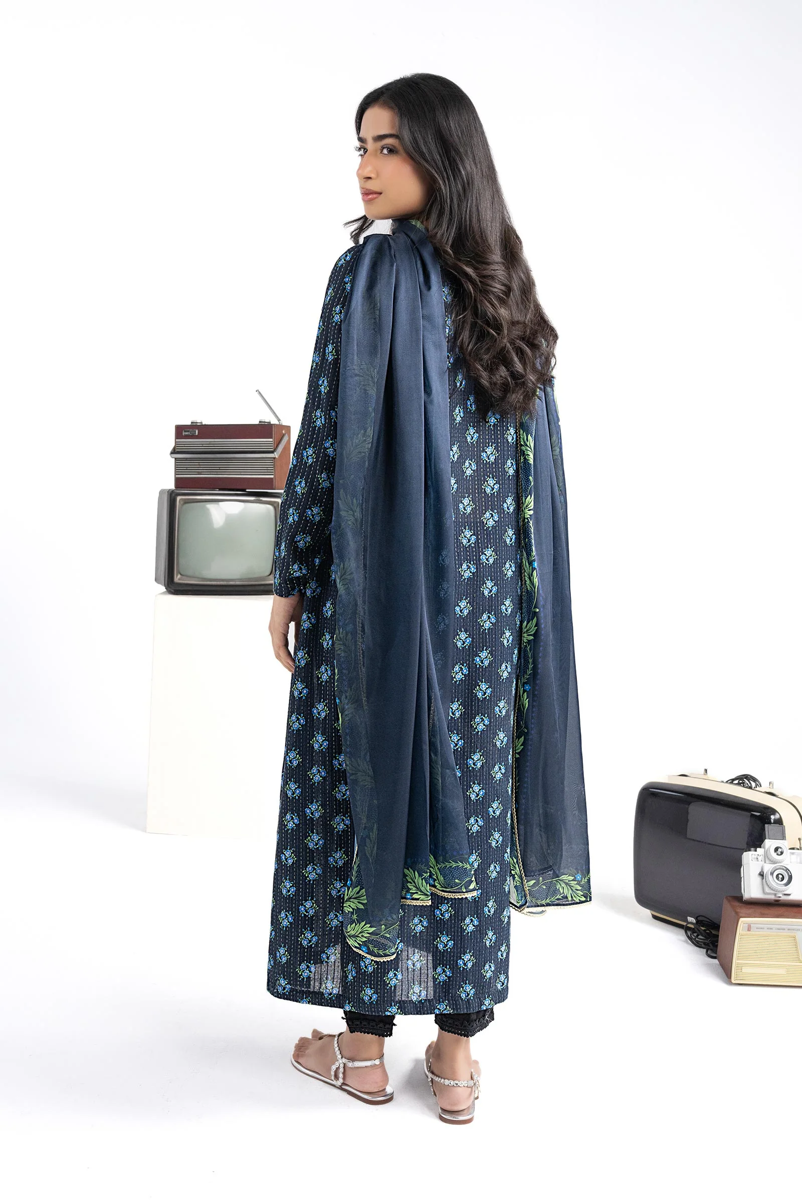 2 Pc Printed Lurex Cotton Suit - Image 7