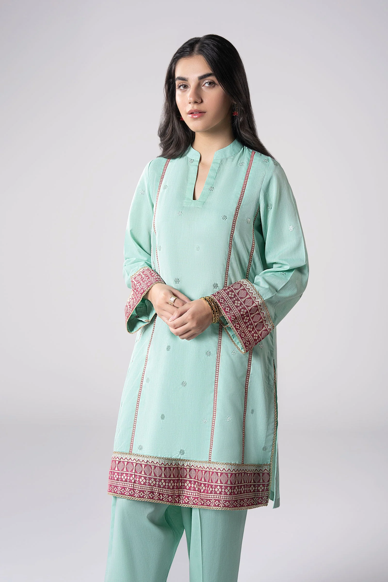 2 Pc Embroidered Two Tone Suit - Image 2