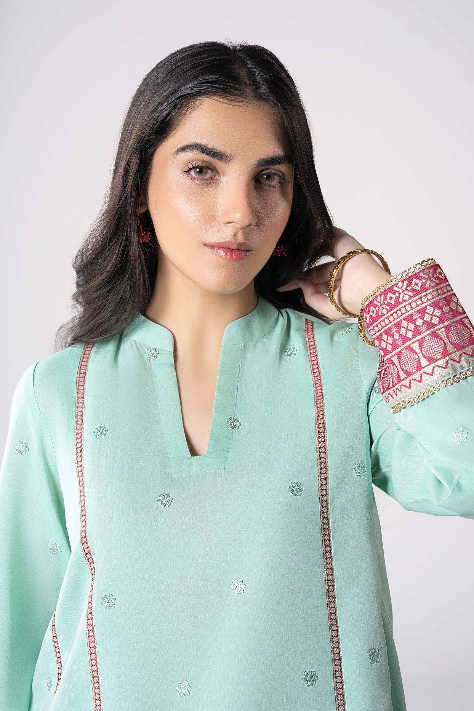 2 Pc Embroidered Two Tone Suit - Image 3