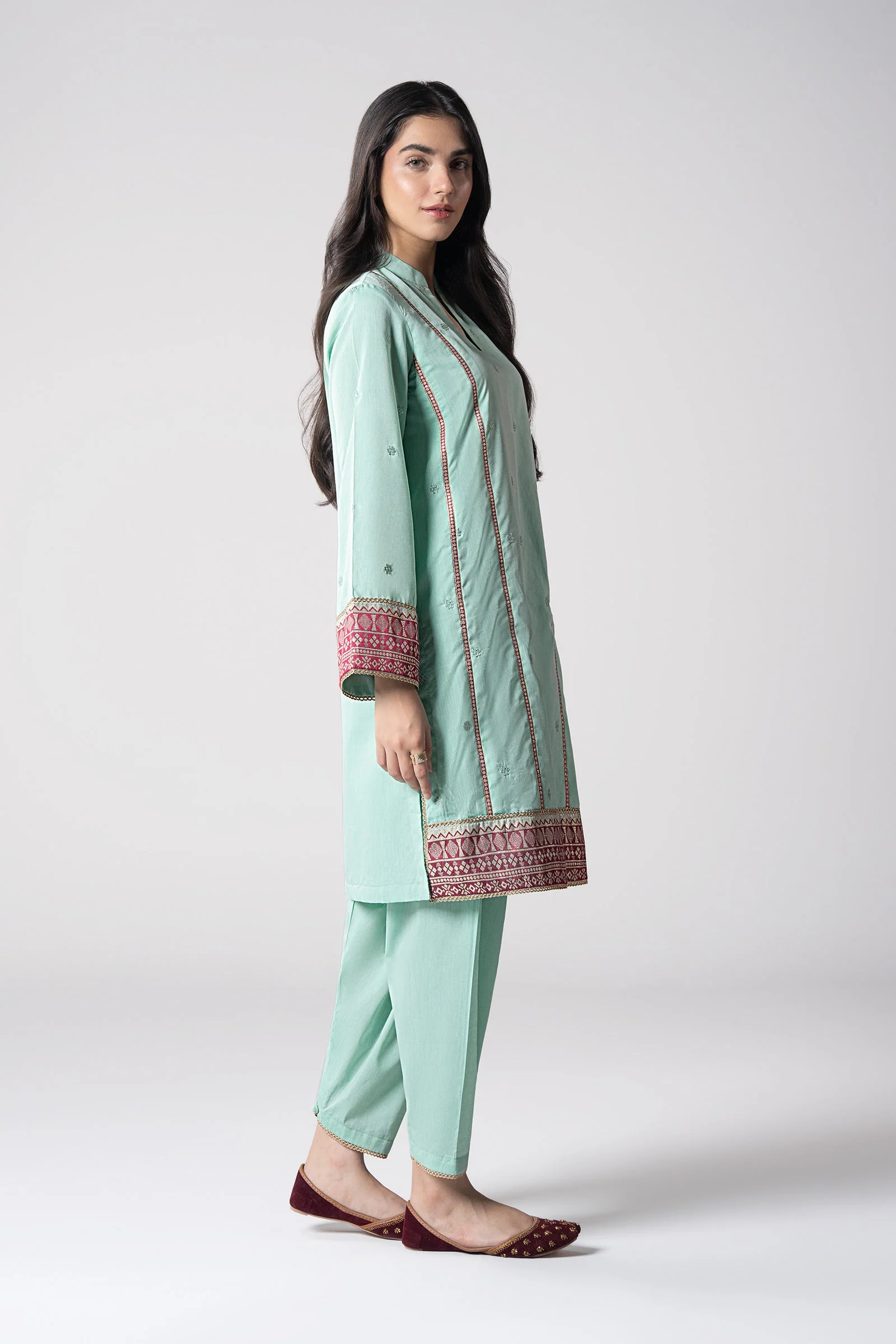 2 Pc Embroidered Two Tone Suit - Image 5