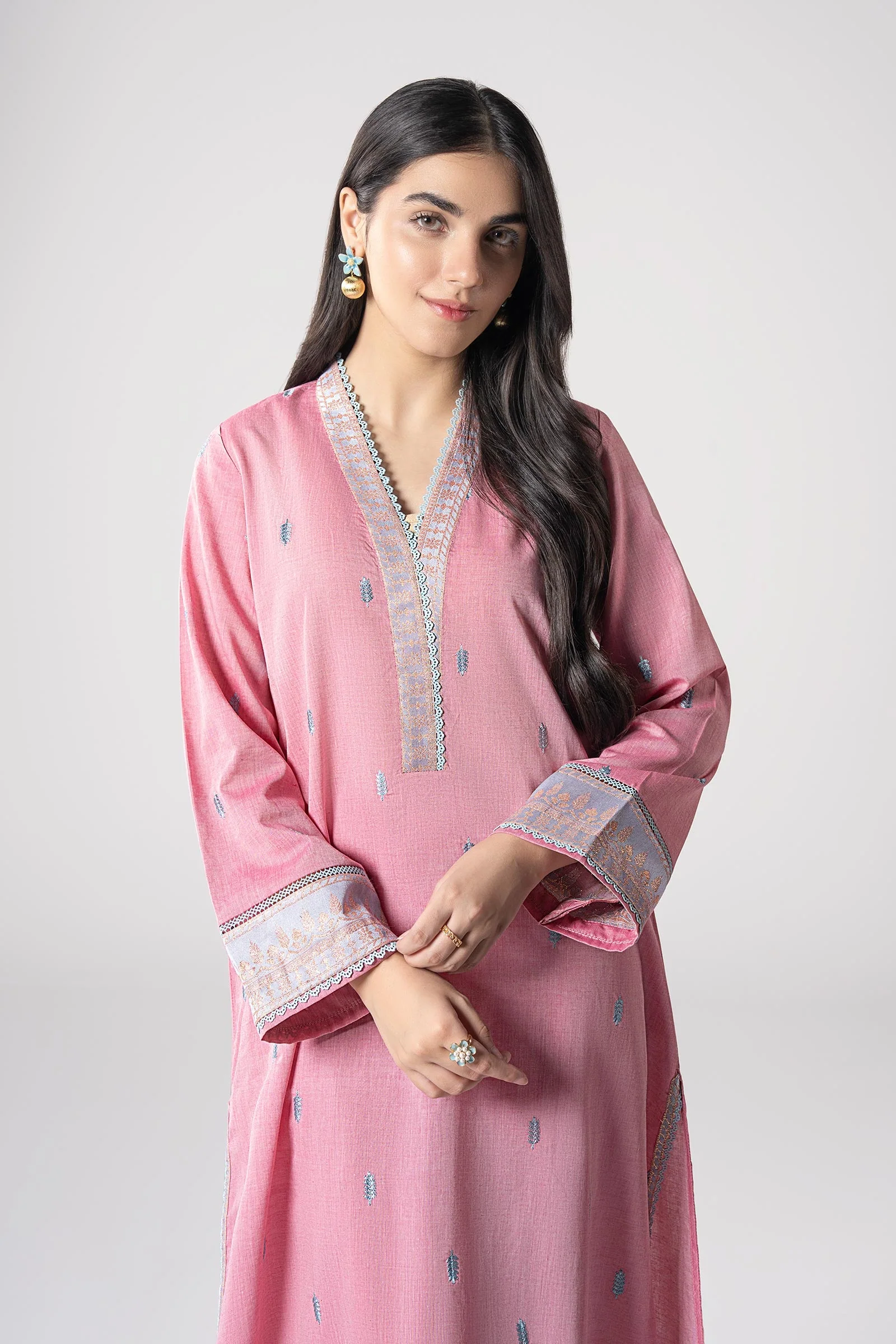 2 Pc Embroidered Two Tone Suit - Image 2