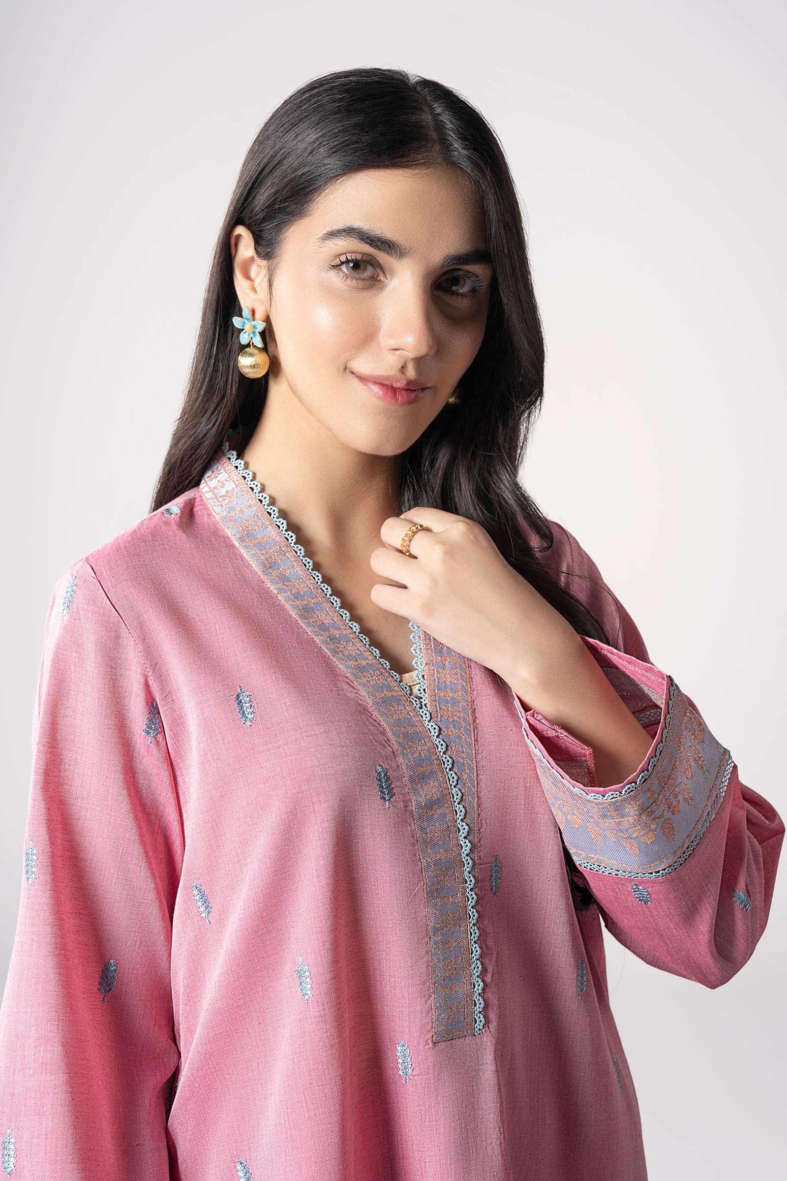 2 Pc Embroidered Two Tone Suit - Image 3