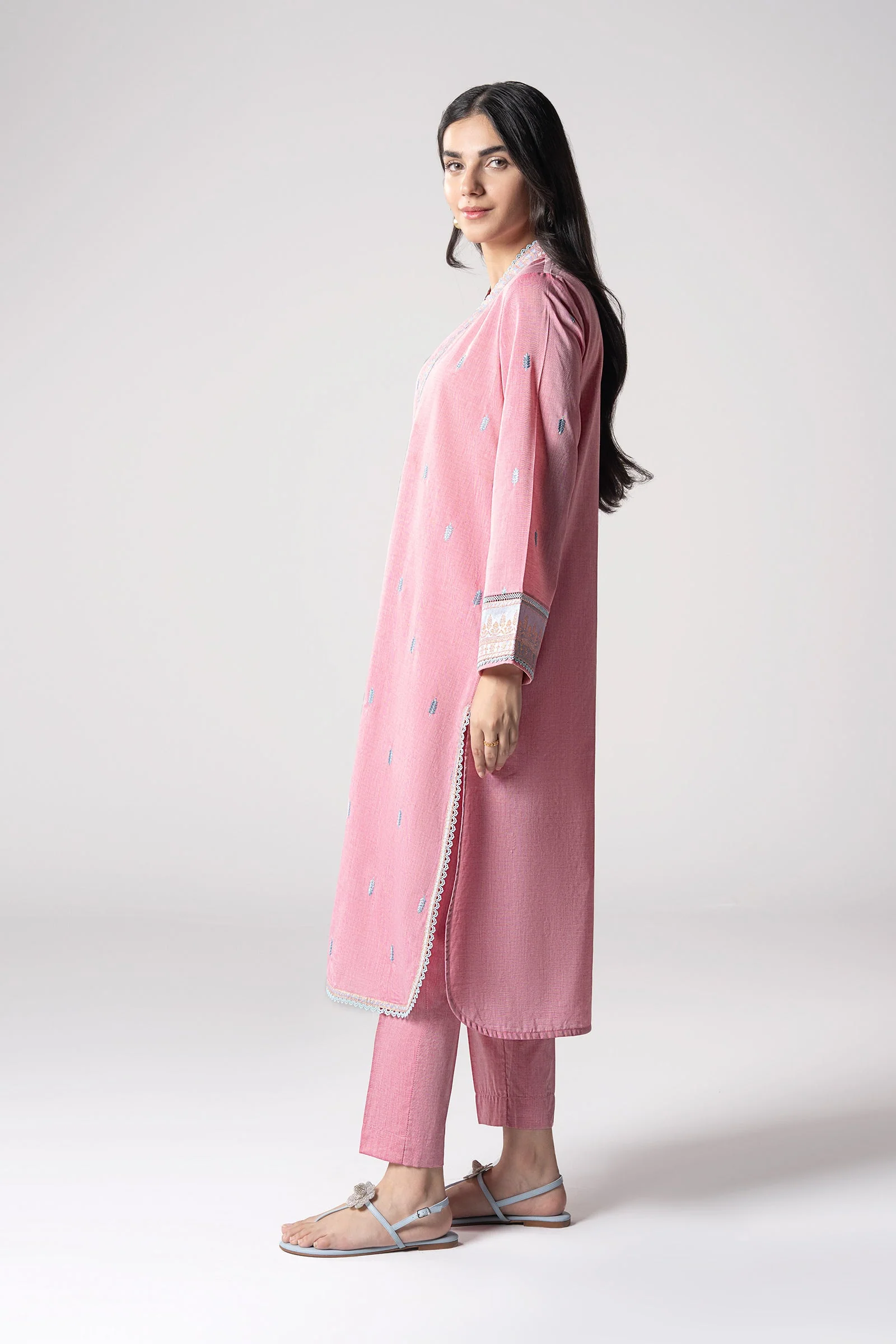 2 Pc Embroidered Two Tone Suit - Image 4