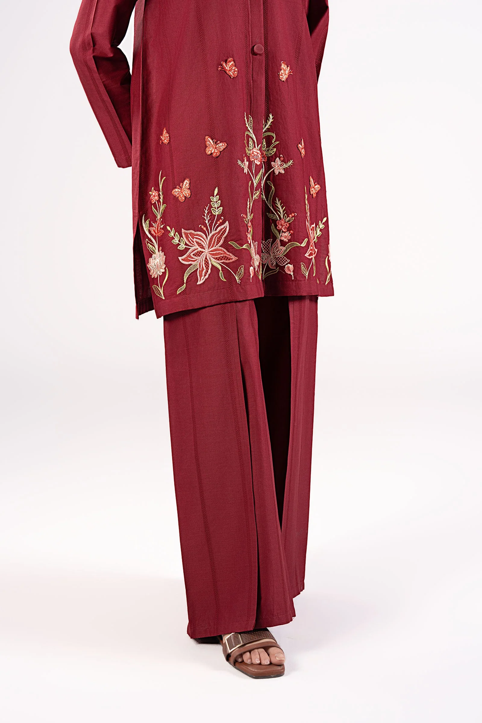 2 Pc Embroidered Textured Cotton Suit - Image 4