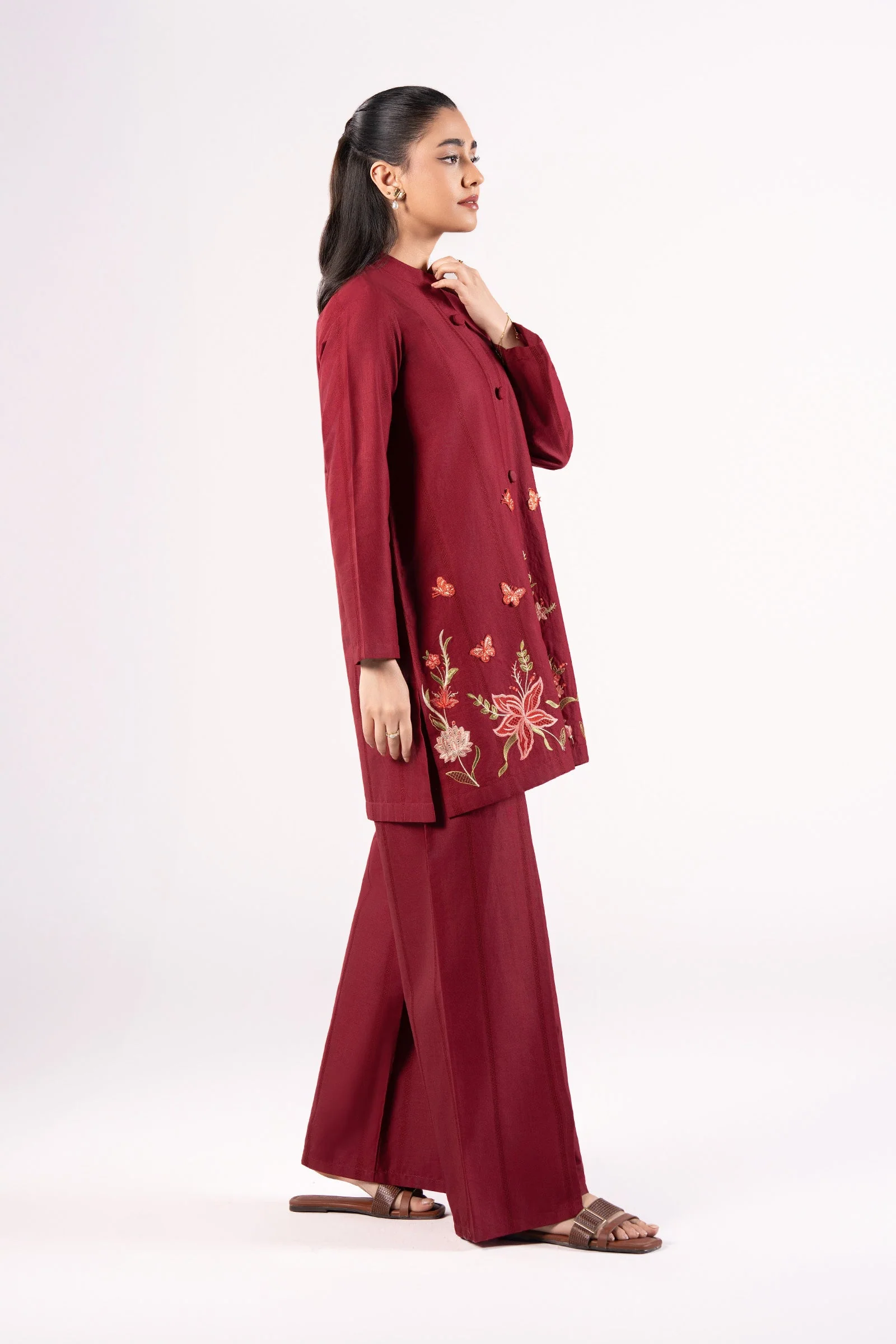 2 Pc Embroidered Textured Cotton Suit - Image 5