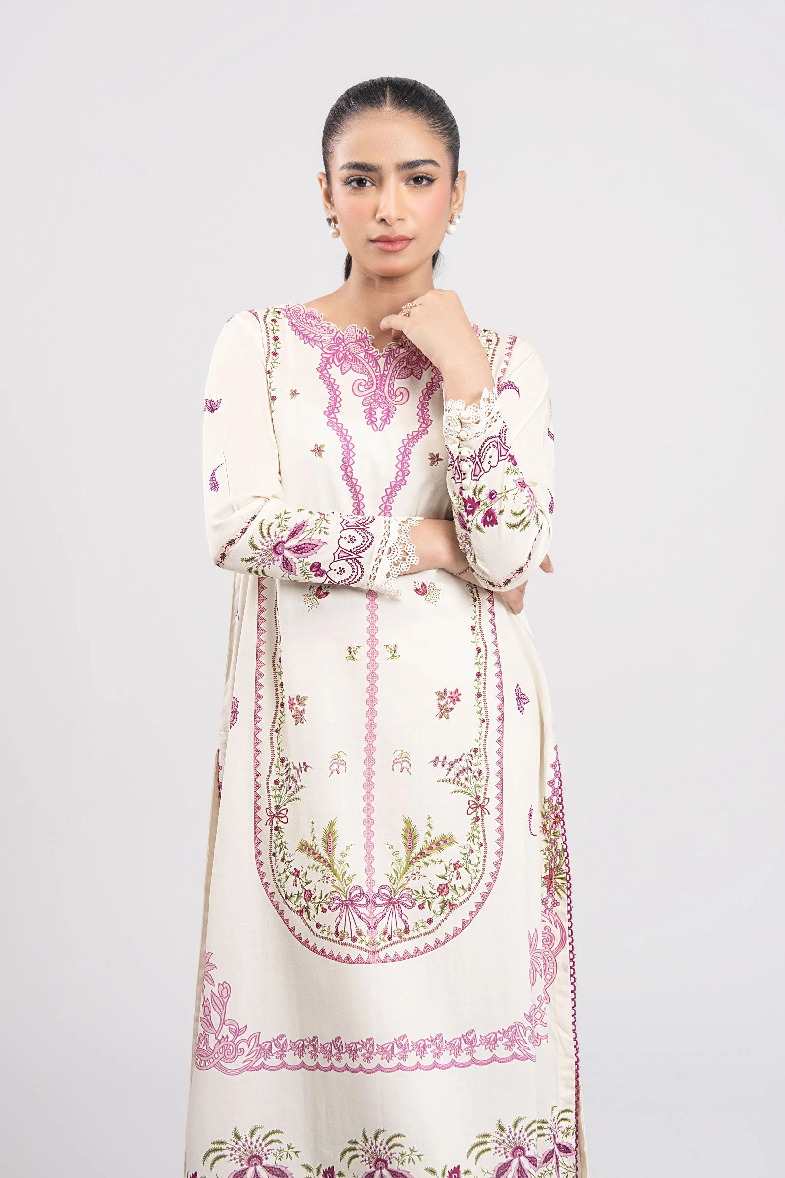 2 Pc Embroidered Slub Lawn Suit - Image 2