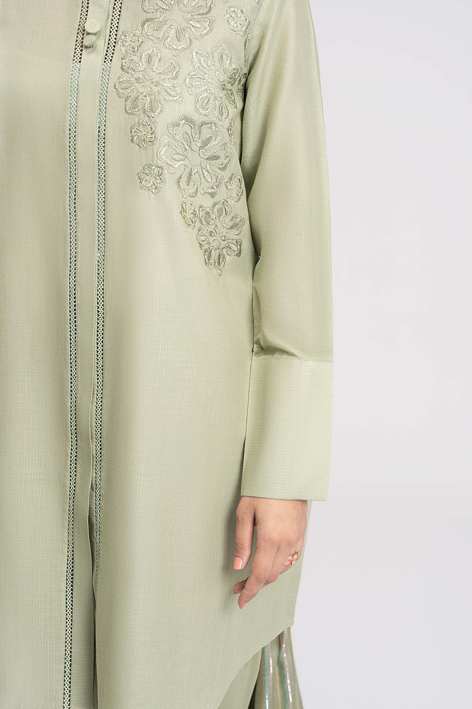 3 Pc Embroidered Lurex Cotton Suit - Image 4